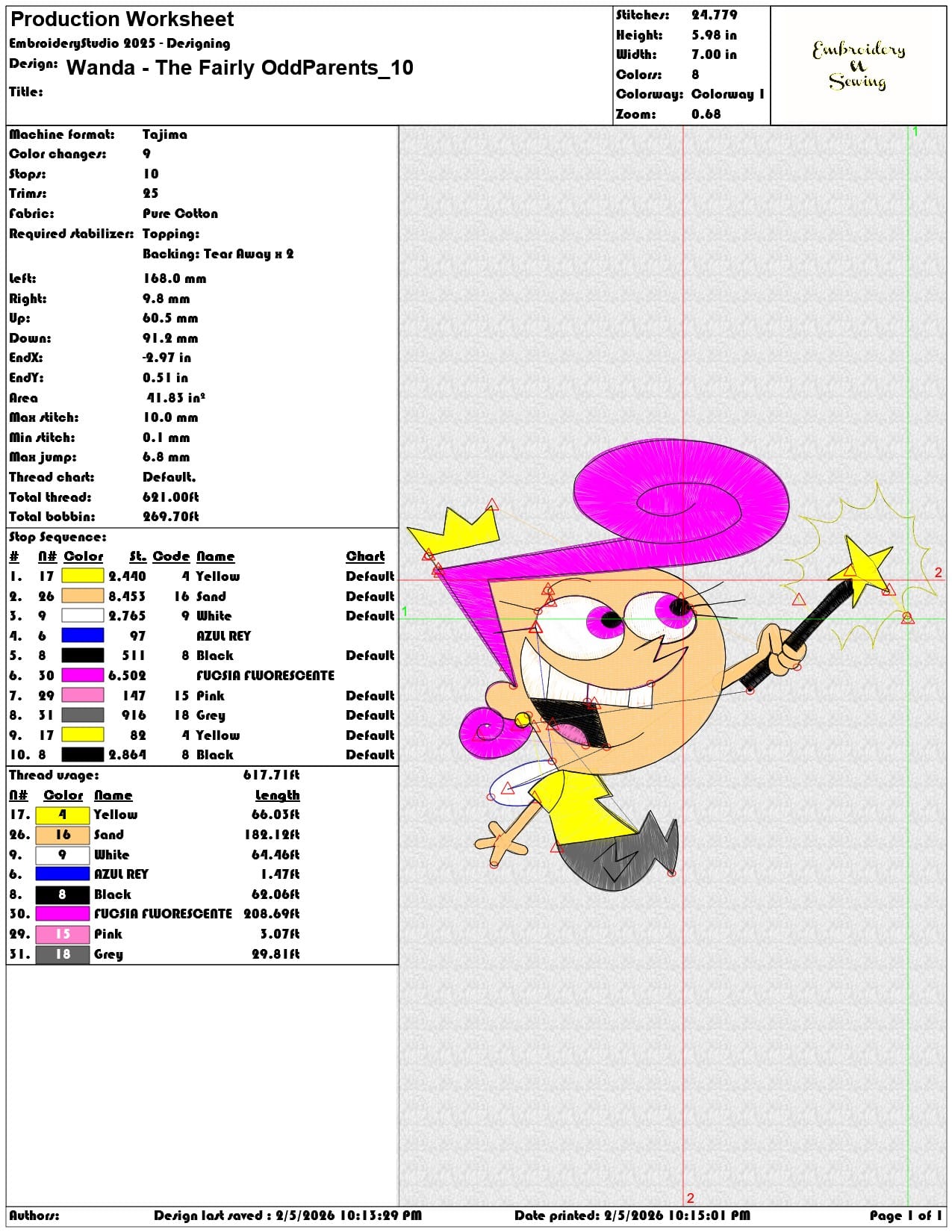 Wanda The Fairly OddParents    - Elegant embroidery design file-instant download — view 3