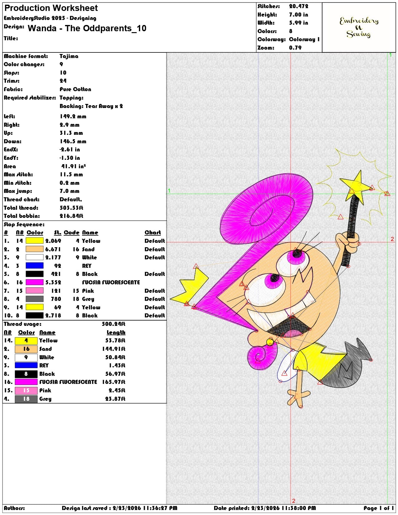 Wanda The Oddparents    - Elegant embroidery design file-instant download — view 3