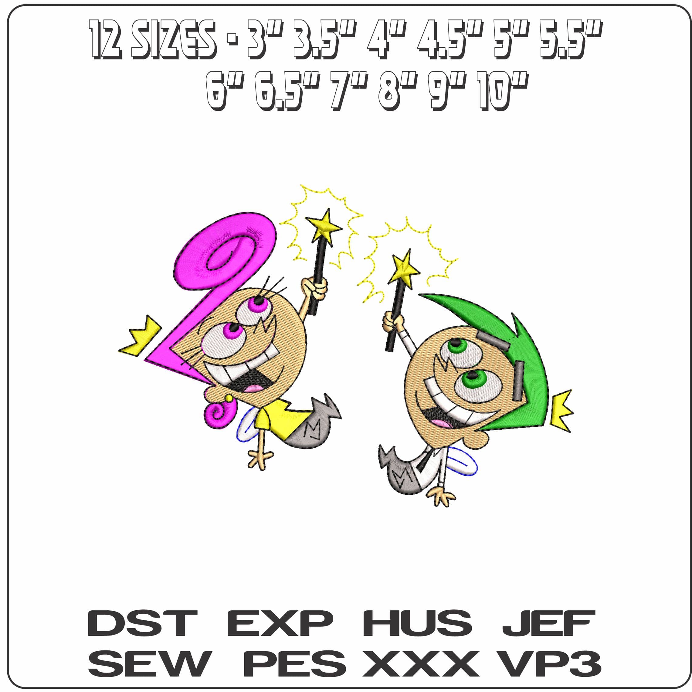 Wanda and Cosmo The Oddparents    - Elegant embroidery design file-instant download — view 2