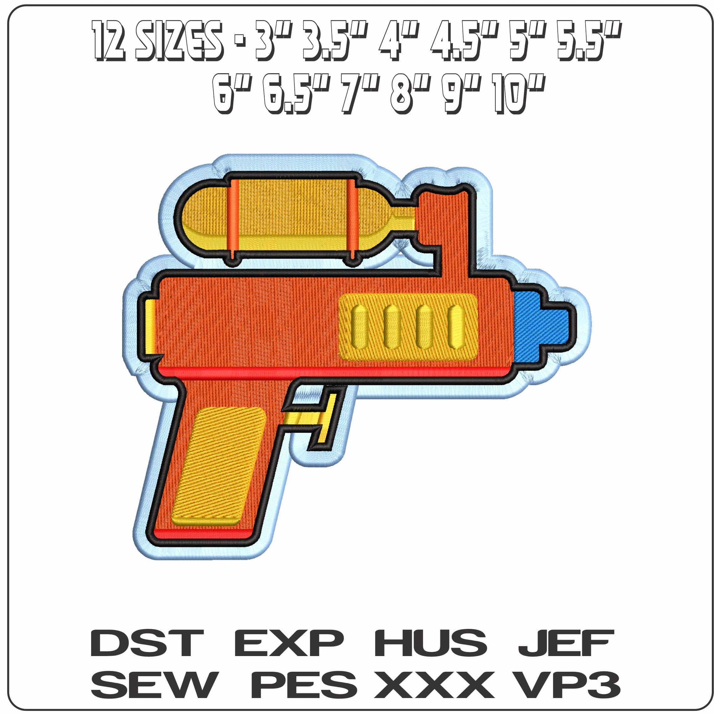 Water Pistol emoji  Outline  - Elegant embroidery design file-instant download — view 2