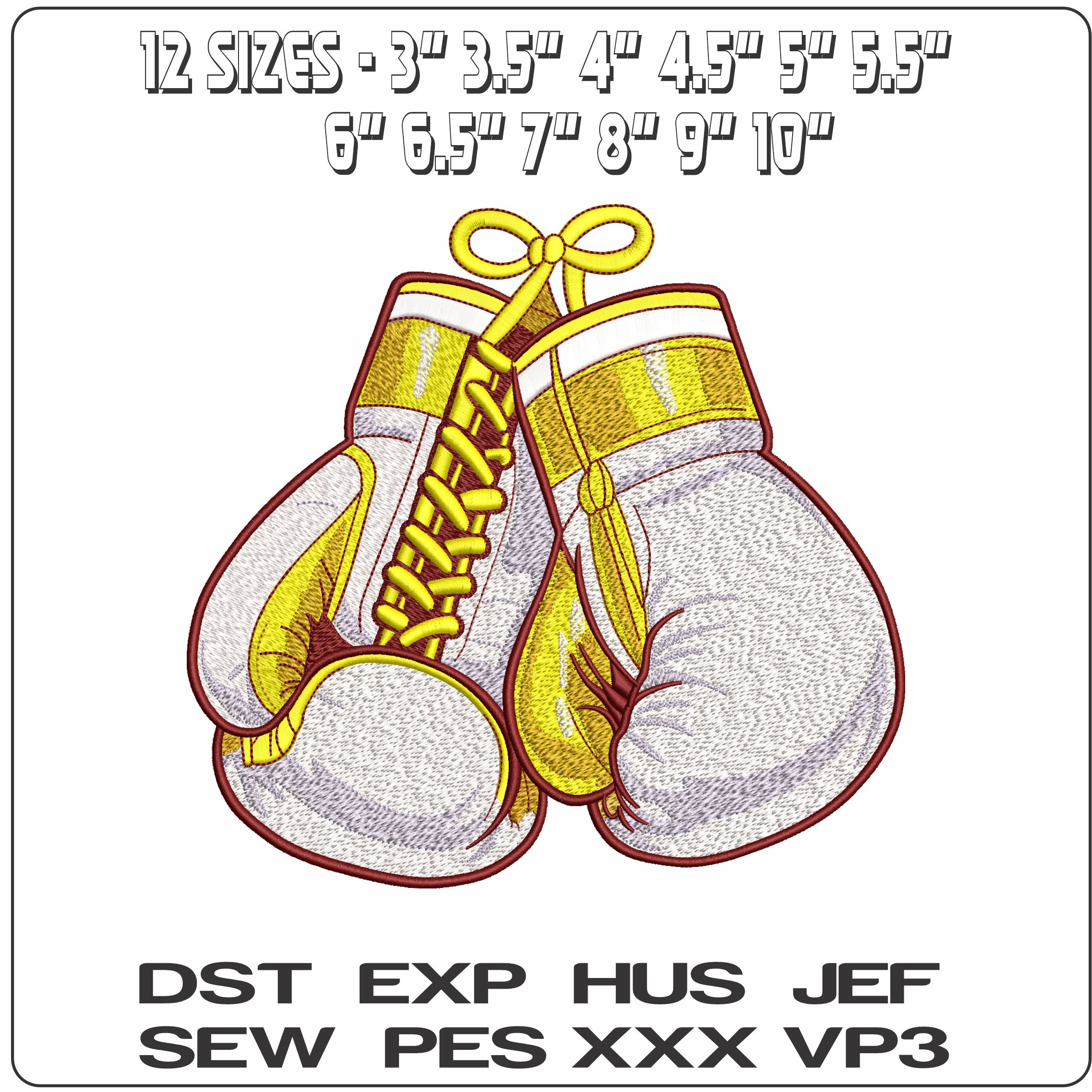 White Boxing gloves  - Elegant embroidery design file-instant download — view 2