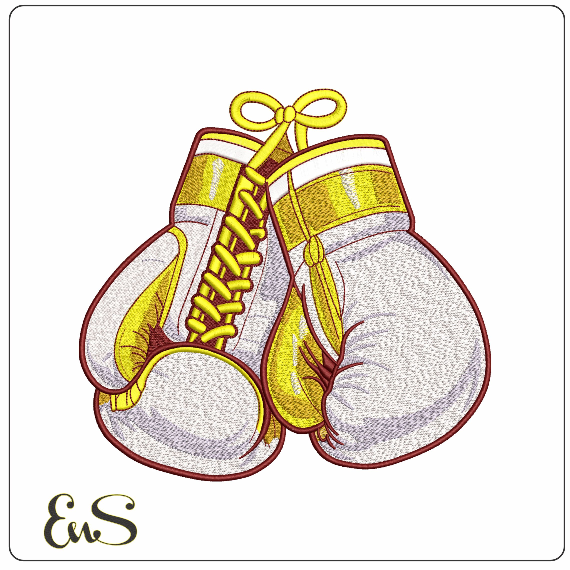 White Boxing gloves  - Elegant embroidery design file-instant download