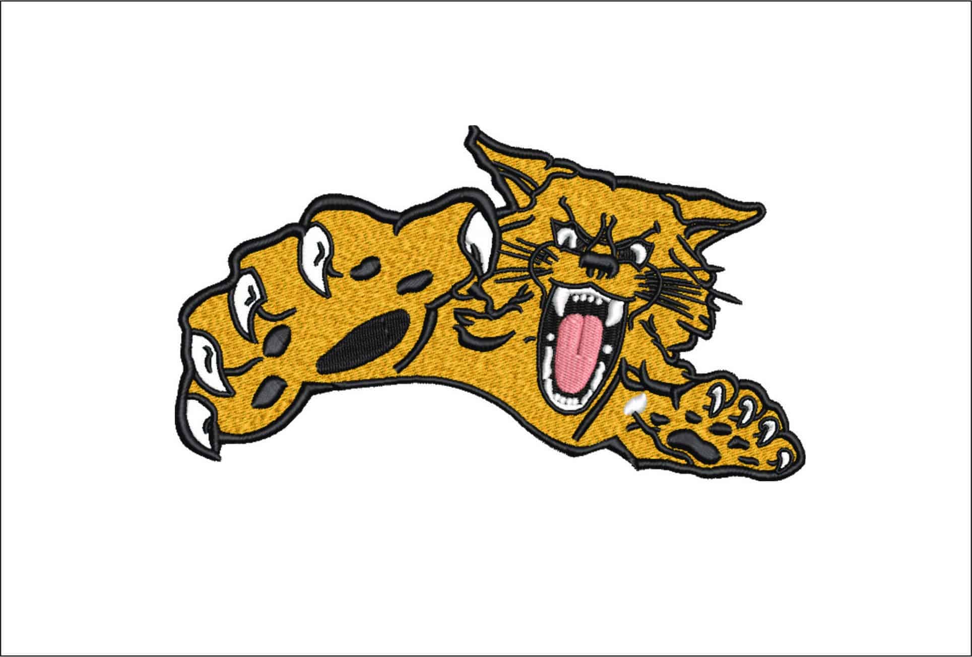 Wildcat Pouncing Mascot  - Elegant embroidery design file-instant download