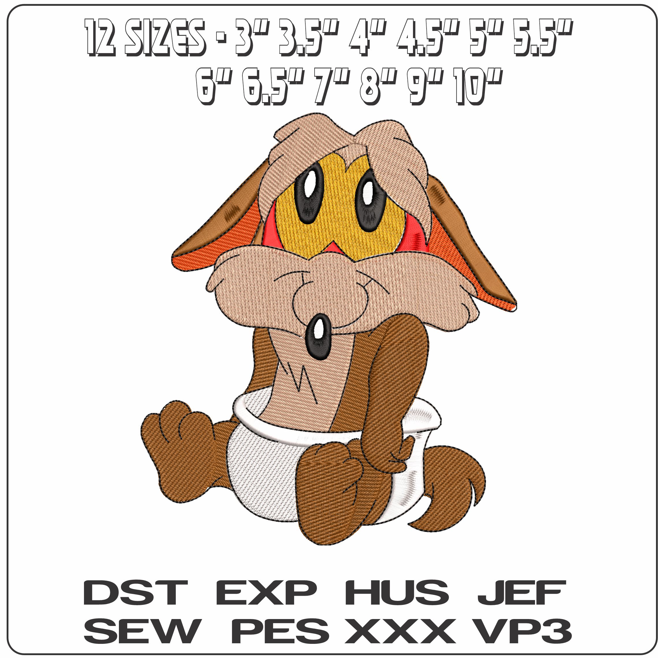 Wile E Coyote Baby Baby Looney Tunes  - Elegant embroidery design file-instant download — view 2