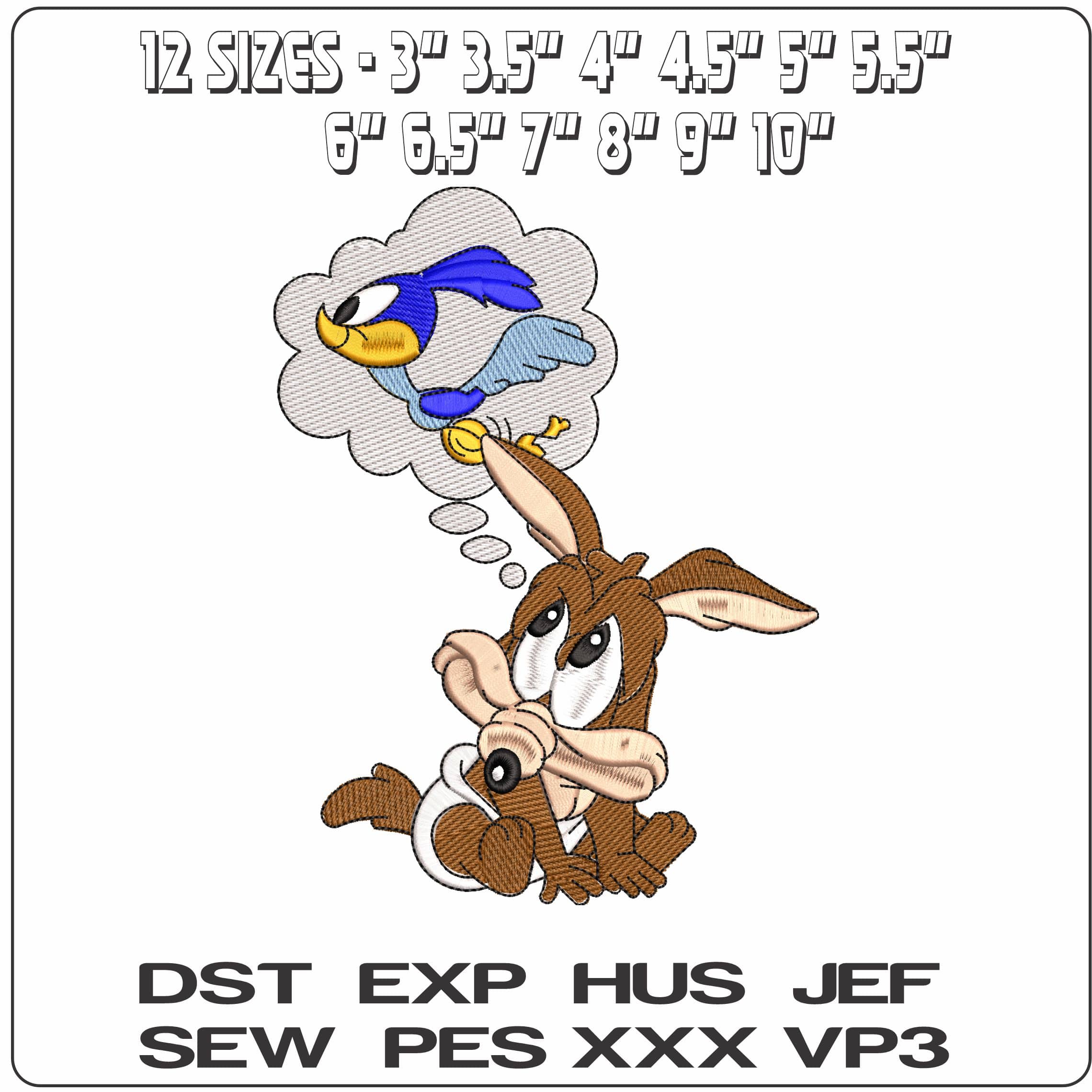 Wile E Coyote Baby Imagine Road Runner  Looney Tunes  - Elegant embroidery design file-instant download — view 2