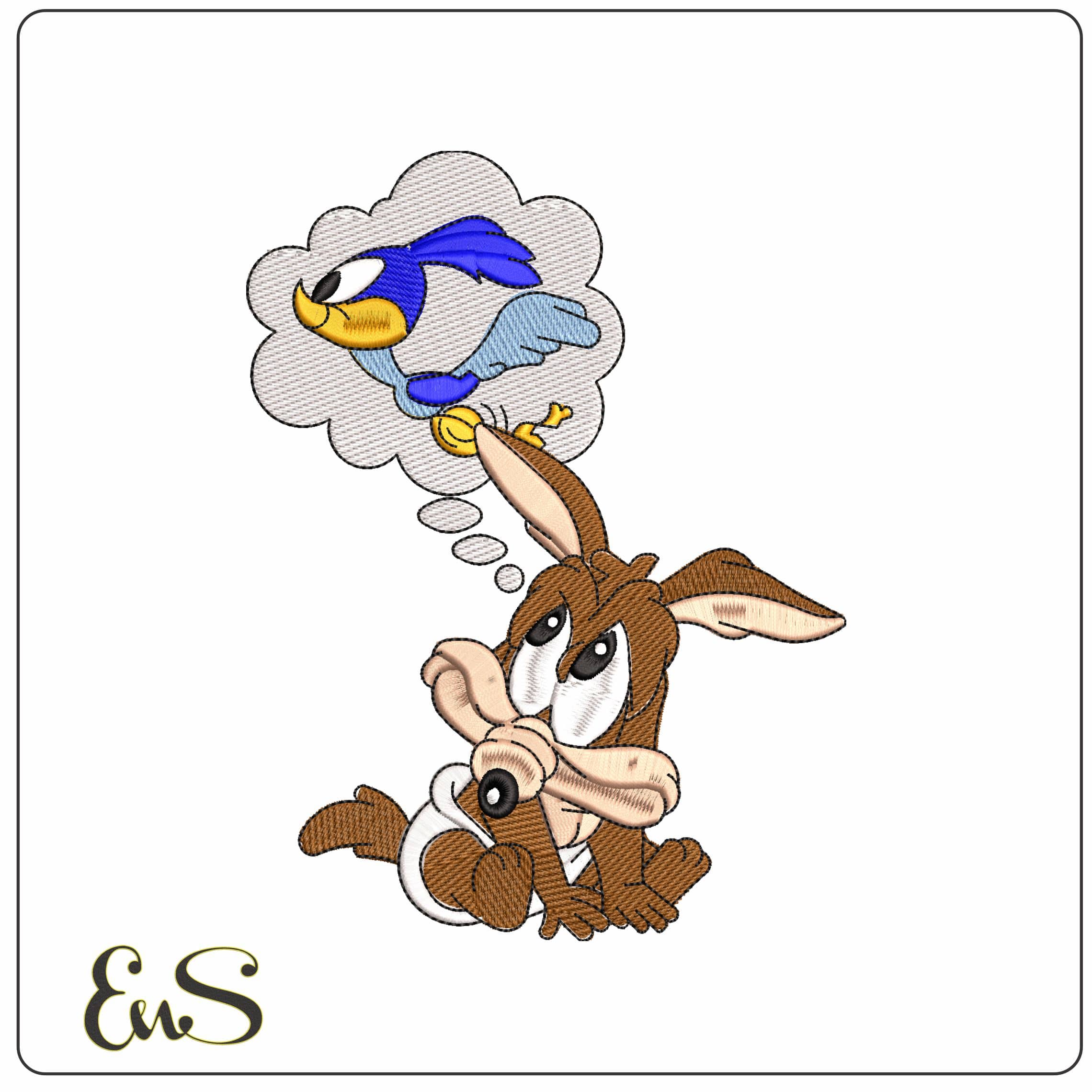 Wile E Coyote Baby Imagine Road Runner  Looney Tunes  - Elegant embroidery design file-instant download