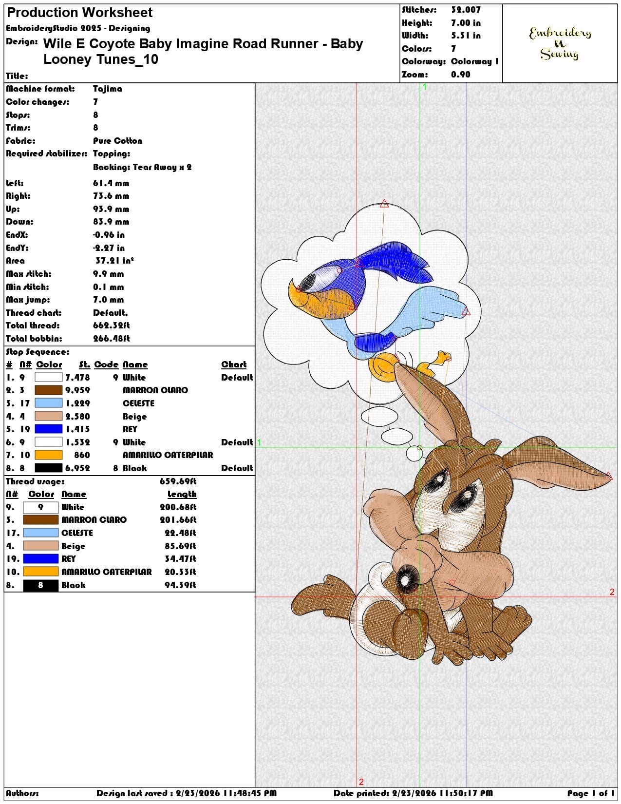 Wile E Coyote Baby Imagine Road Runner  Looney Tunes  - Elegant embroidery design file-instant download — view 3