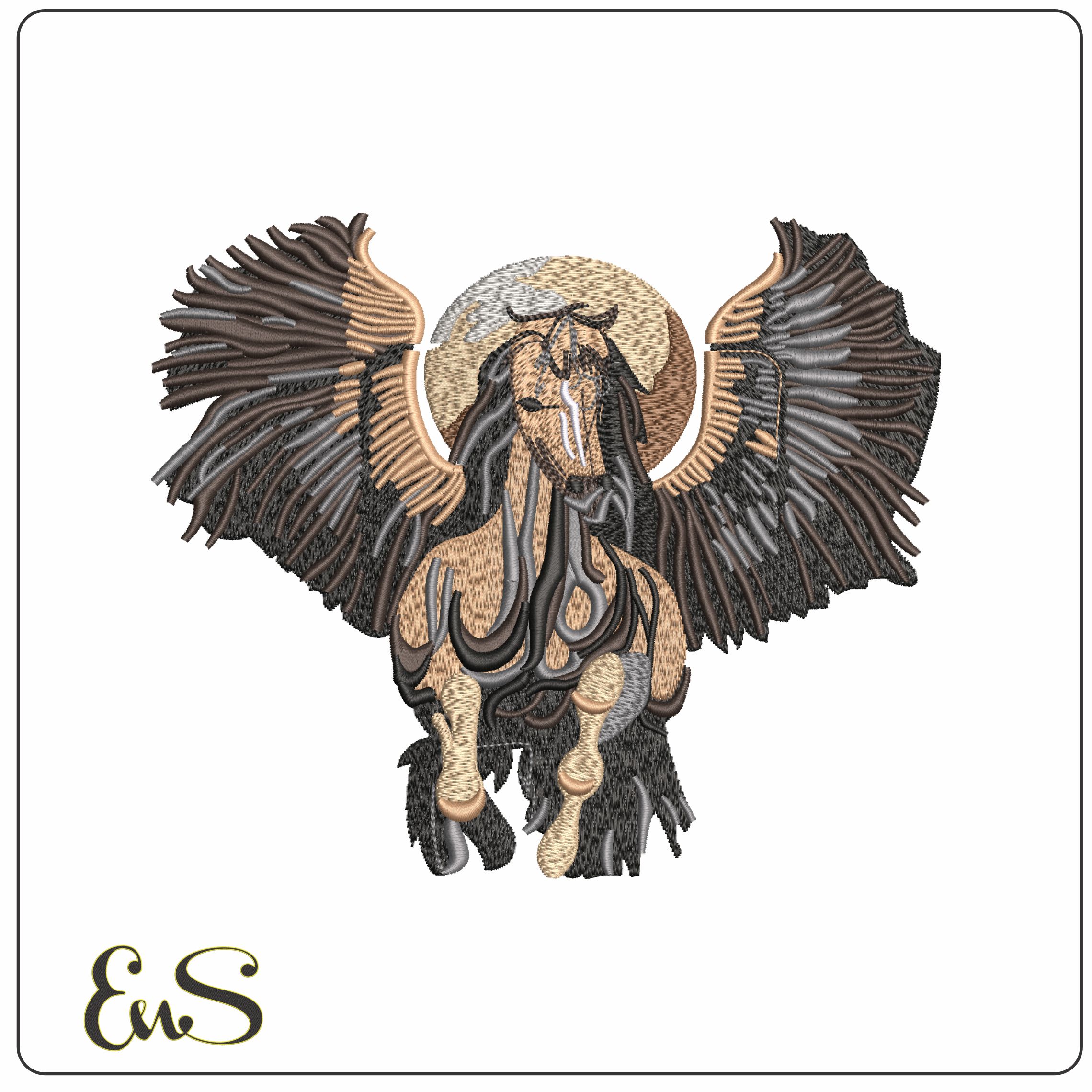 Winged Horse  - Elegant embroidery design file-instant download