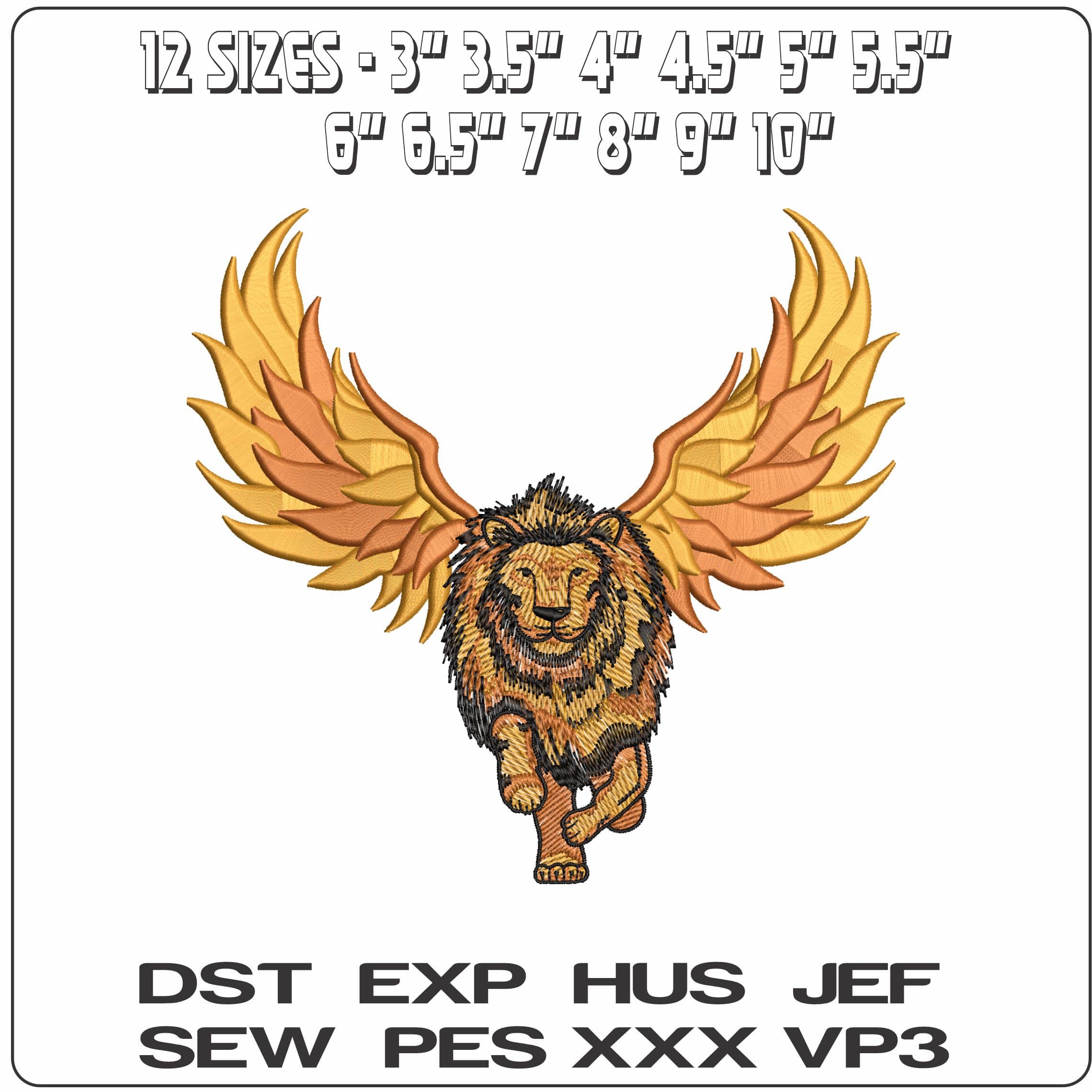 Winged Lion  - Elegant embroidery design file-instant download — view 2