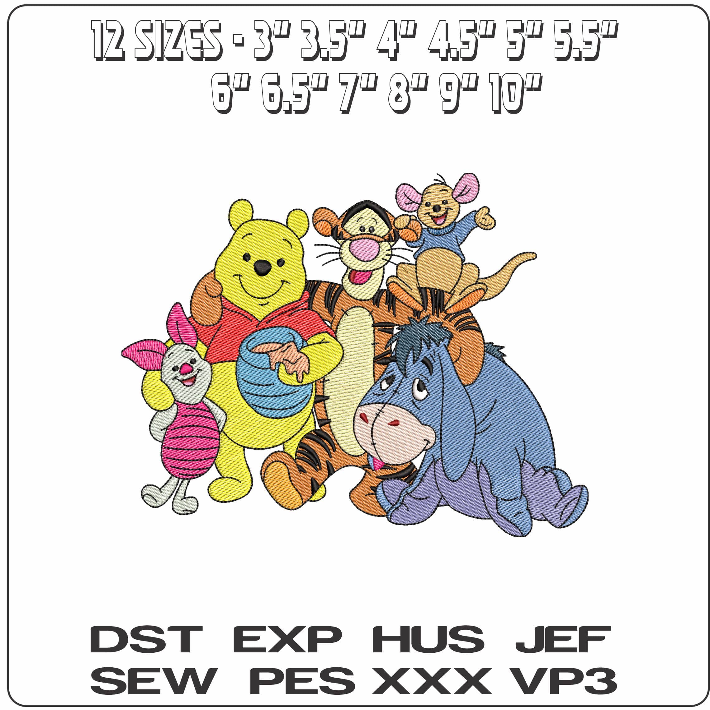 Winnie the Pooh and friends  - Elegant embroidery design file-instant download — view 2