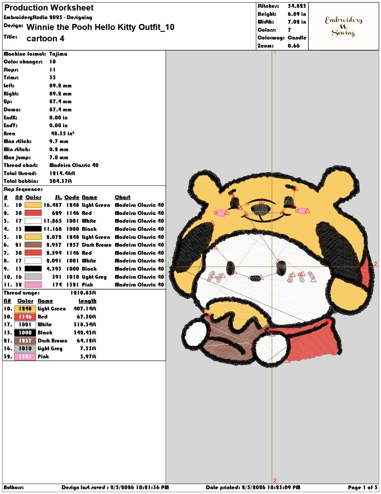 Winnie the Pooh Hello Kitty Outfit  - Elegant embroidery design file-instant download — view 3