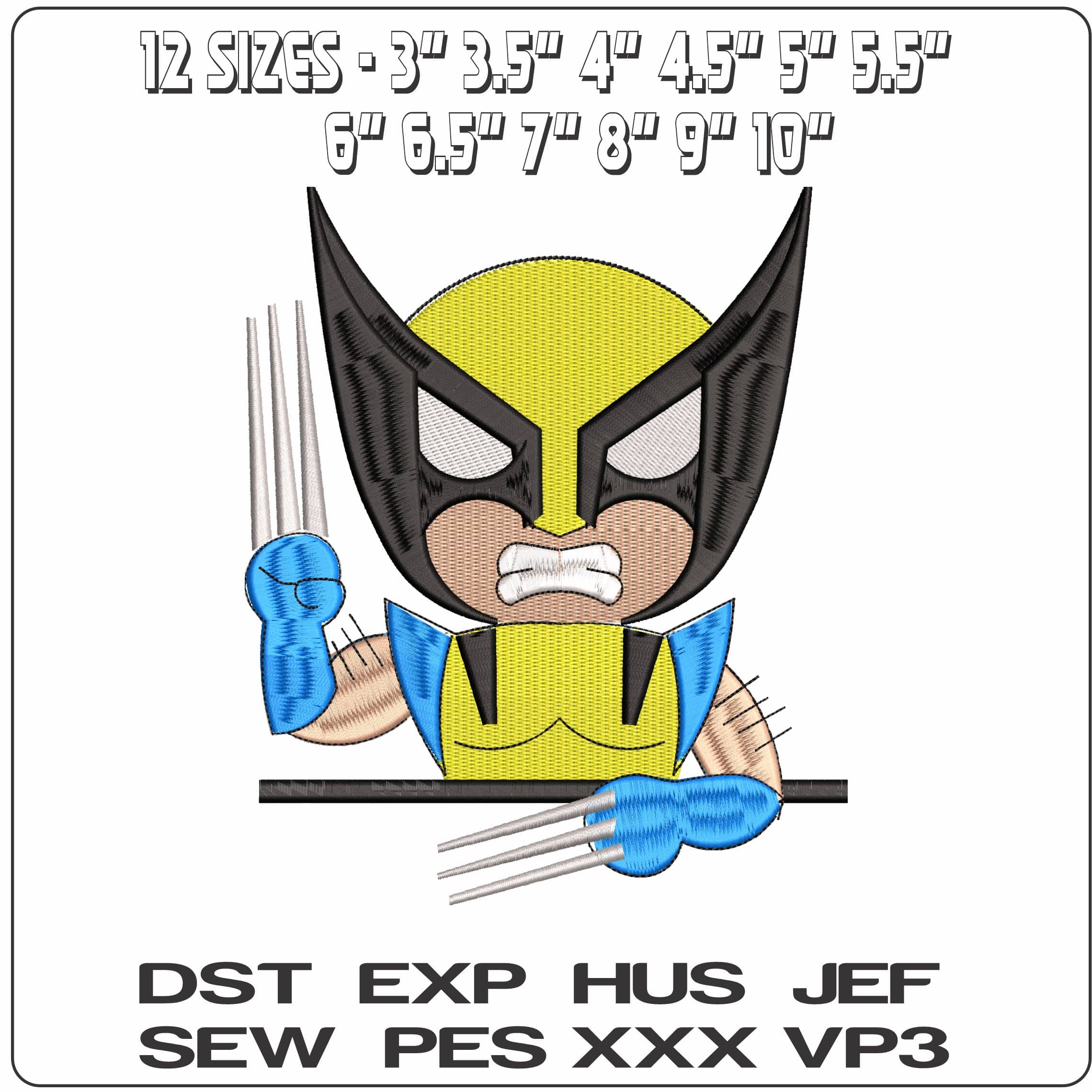 Wolverine Chibi Marvel Comic  - Elegant embroidery design file-instant download — view 2