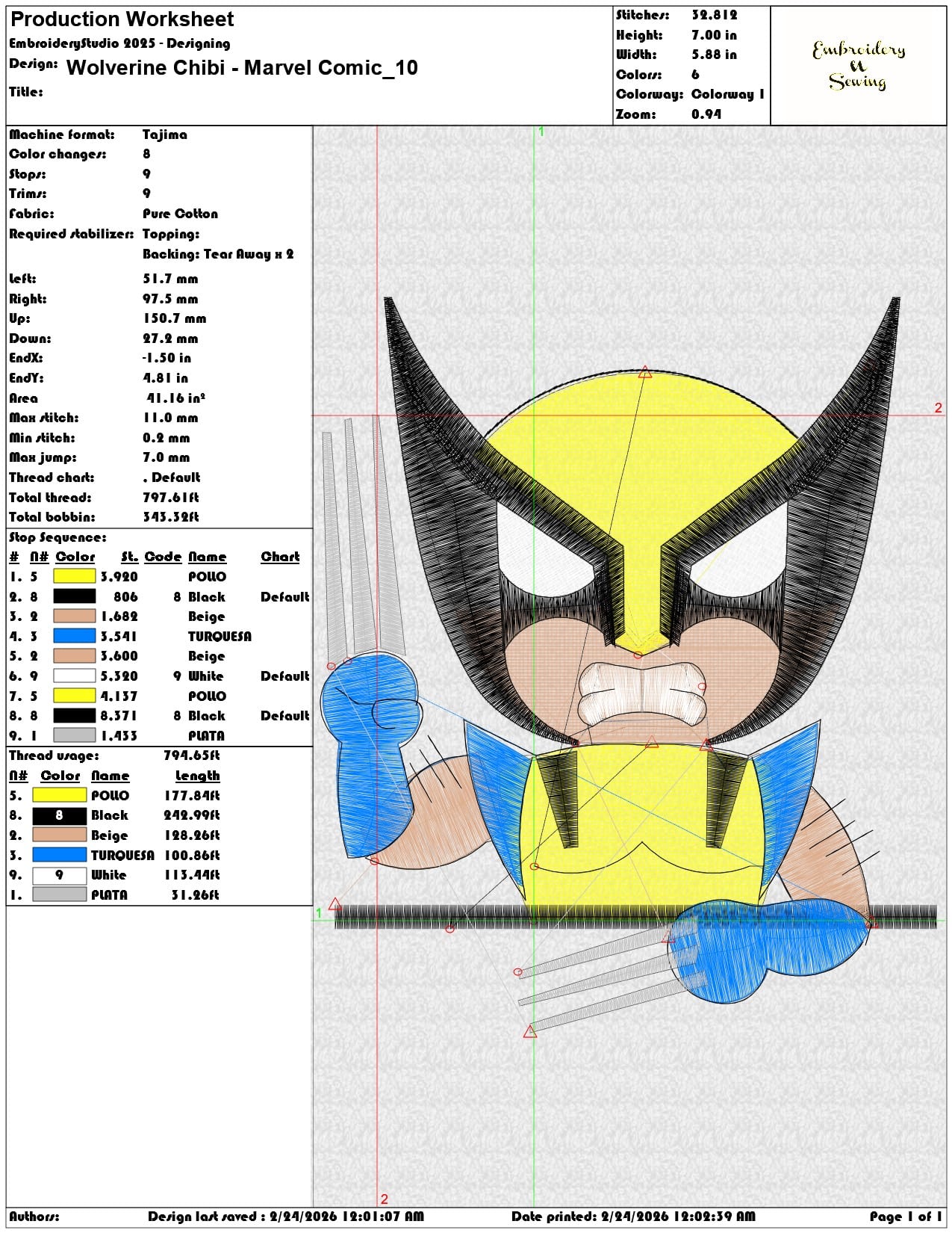 Wolverine Chibi Marvel Comic  - Elegant embroidery design file-instant download — view 3
