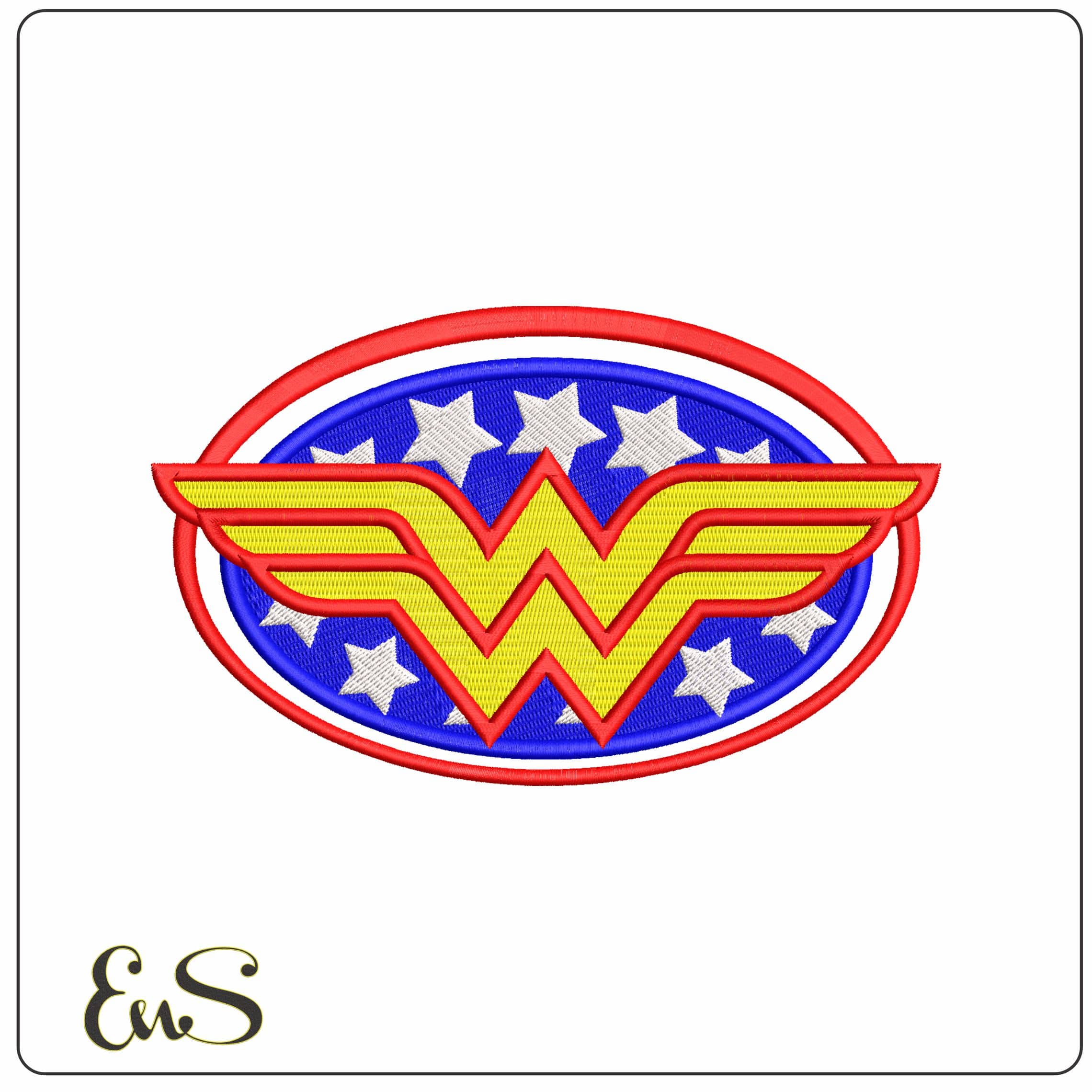 Wonder Woman Logo Red white and Blue DC Comic  - Elegant embroidery design file-instant download
