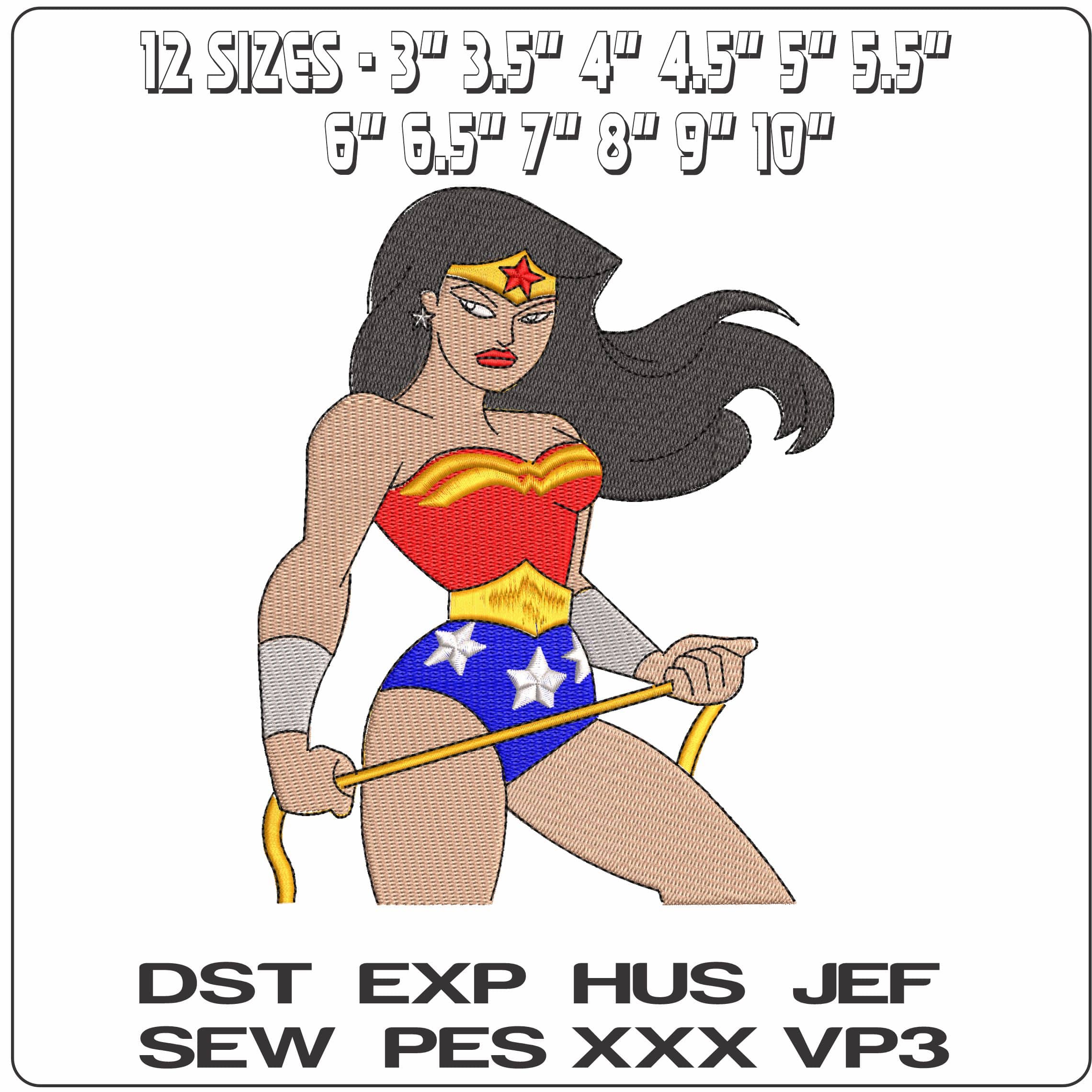 Wonder Woman with Whip DC Comic  - Elegant embroidery design file-instant download — view 2
