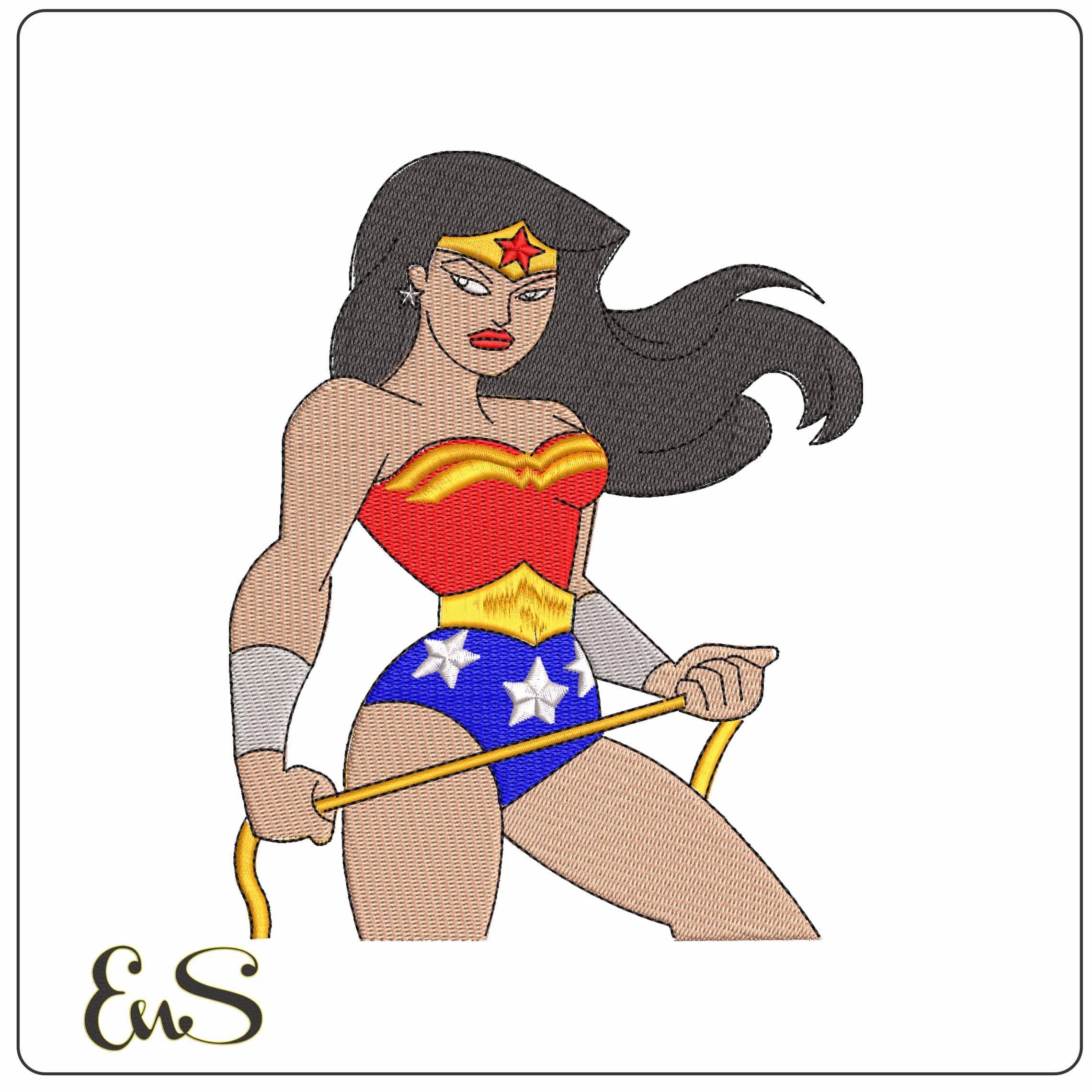 Wonder Woman with Whip DC Comic  - Elegant embroidery design file-instant download