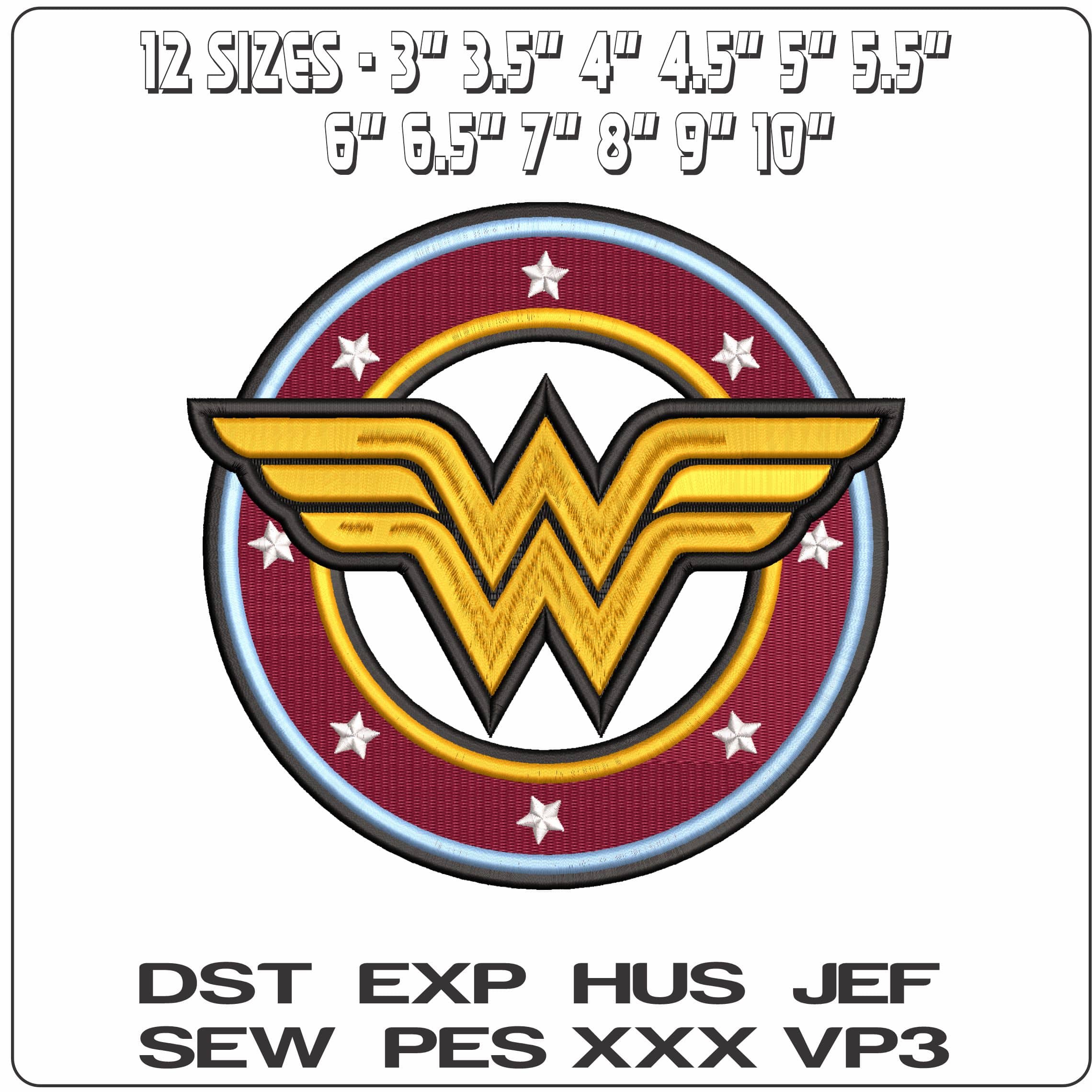 Wonder Woman WW Emblem DC Comics  - Elegant embroidery design file-instant download — view 2