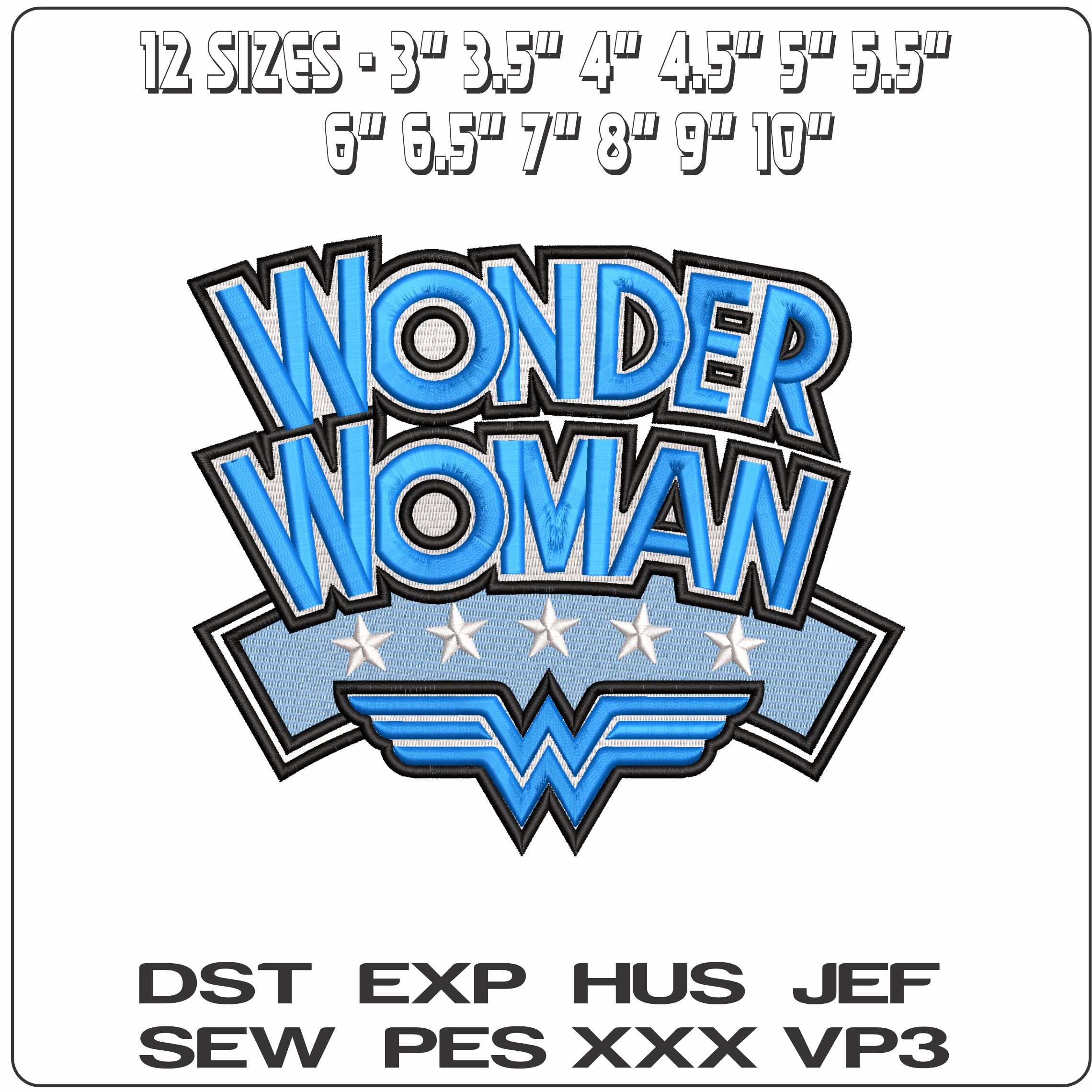 Wonder Woman WW Sign DC Comics  - Elegant embroidery design file-instant download — view 2