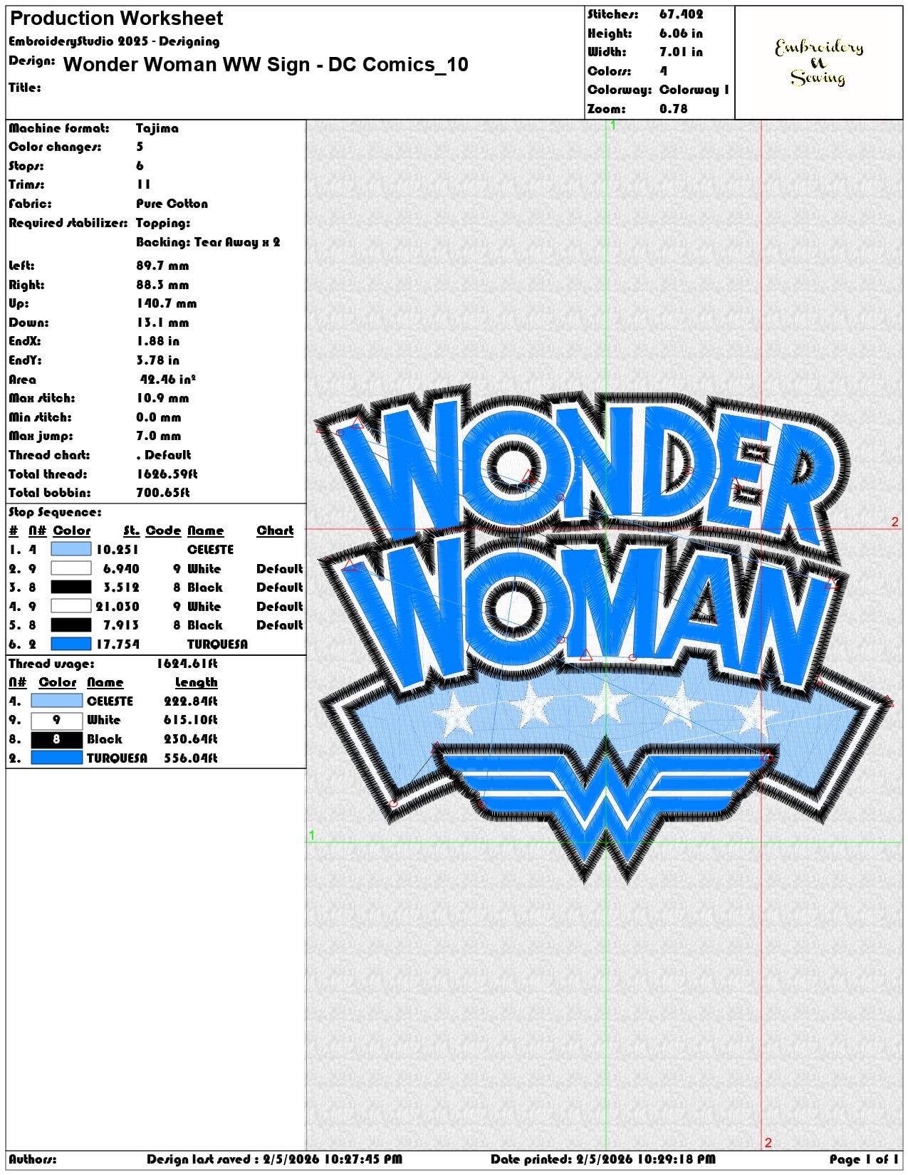 Wonder Woman WW Sign DC Comics  - Elegant embroidery design file-instant download — view 3