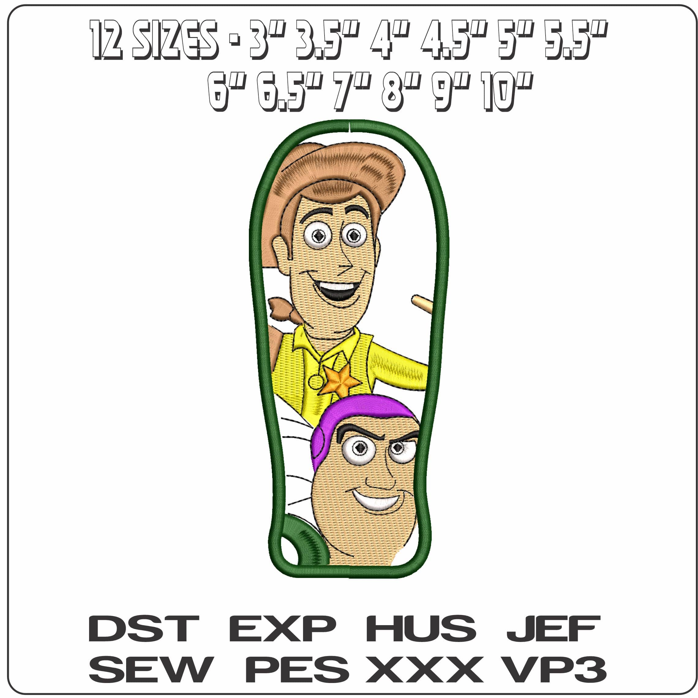 Woody and Buzz in bubble  - Elegant embroidery design file-instant download — view 2