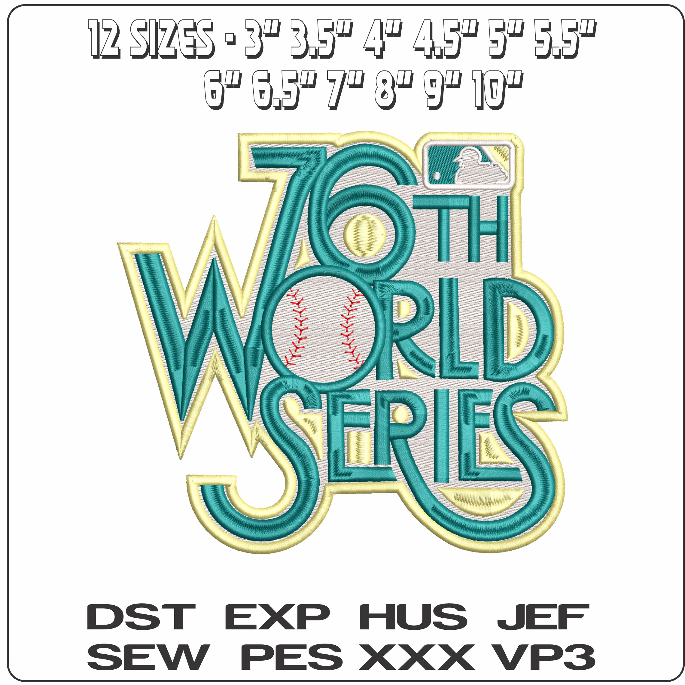 WORLD SERIES 76TH  - Elegant embroidery design file-instant download — view 2