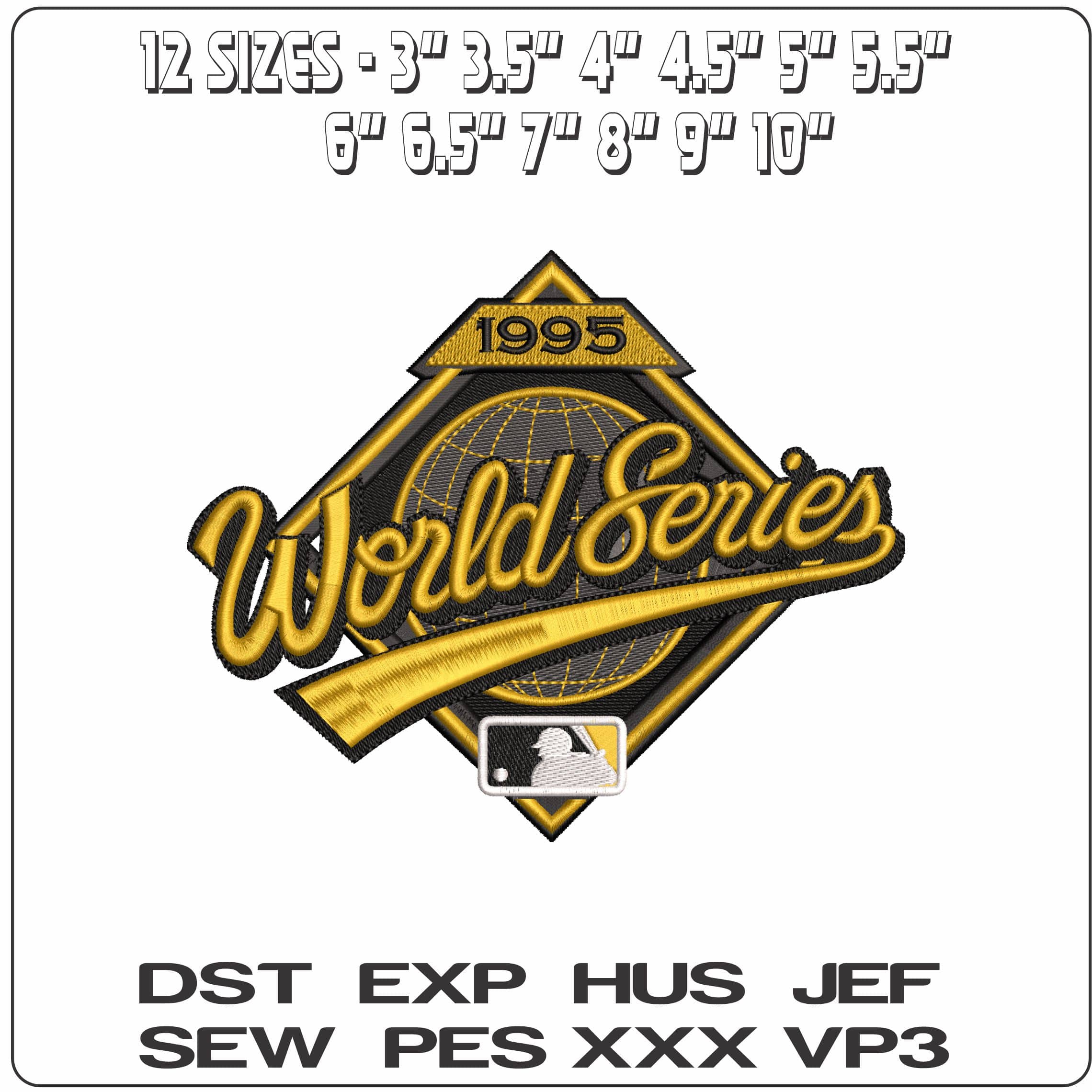 World Series 1995 MLB  - Elegant embroidery design file-instant download — view 2