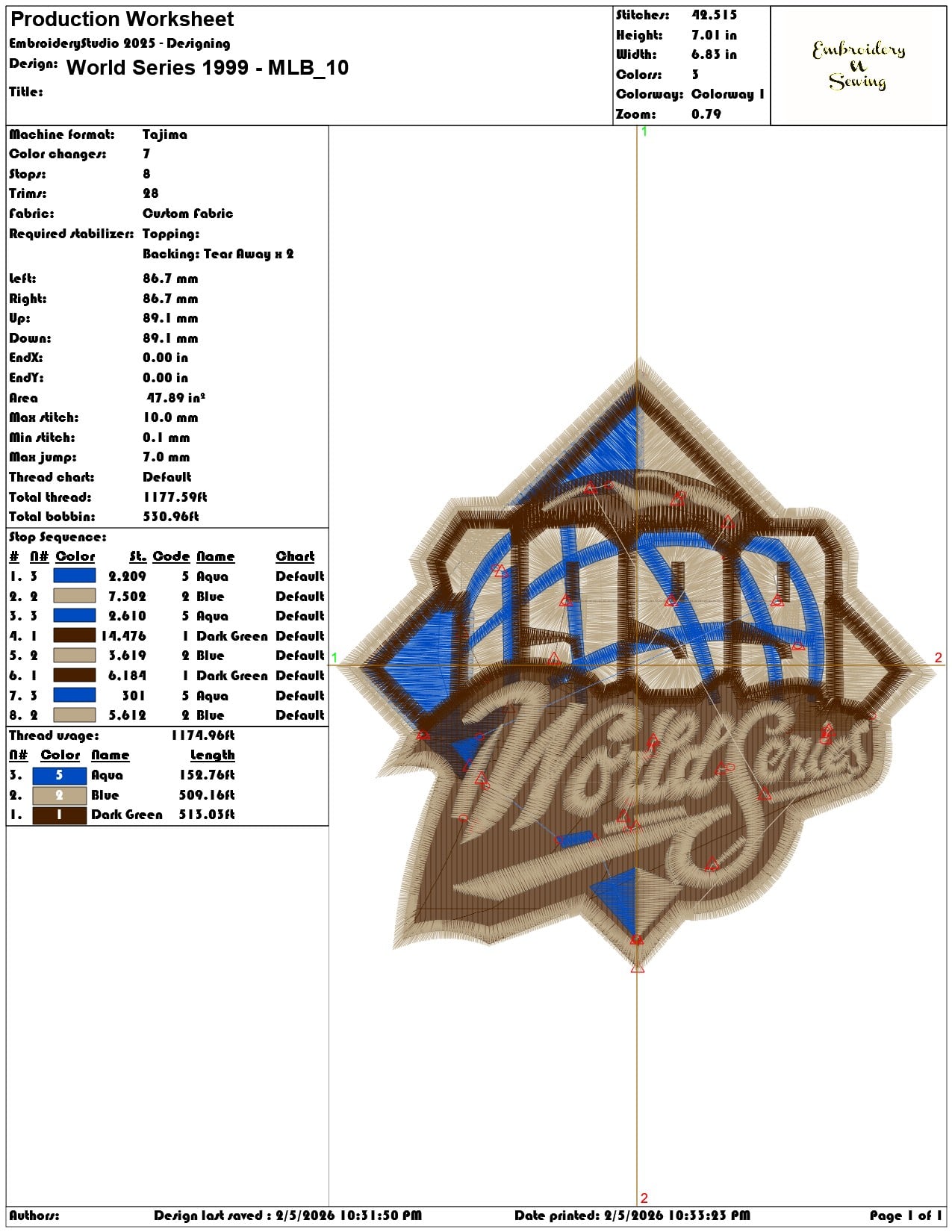 World Series 1999 MLB  - Elegant embroidery design file-instant download — view 3