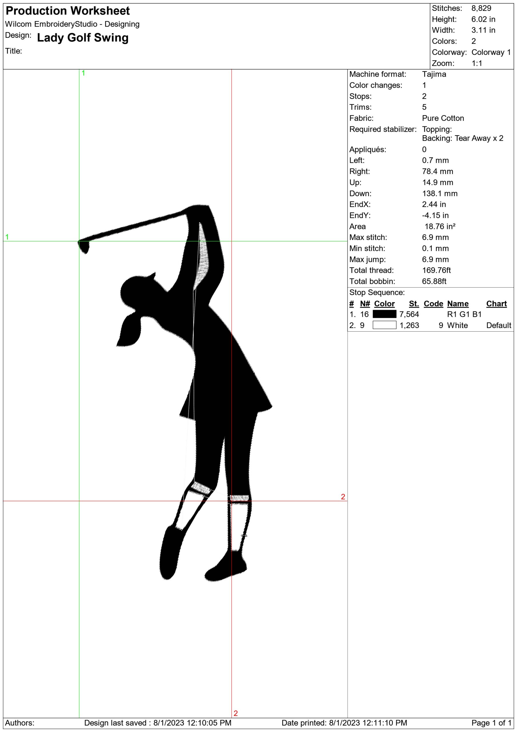 Ladies Golf Swing Silhouette, Embroidery machine design outline, custom digital file, Sports golf swing — view 2