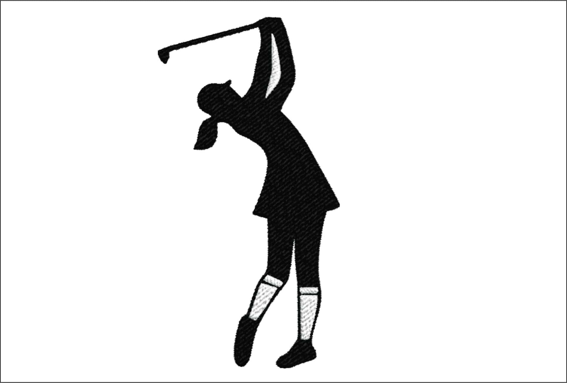 Ladies Golf Swing Silhouette, Embroidery machine design outline, custom digital file, Sports golf swing