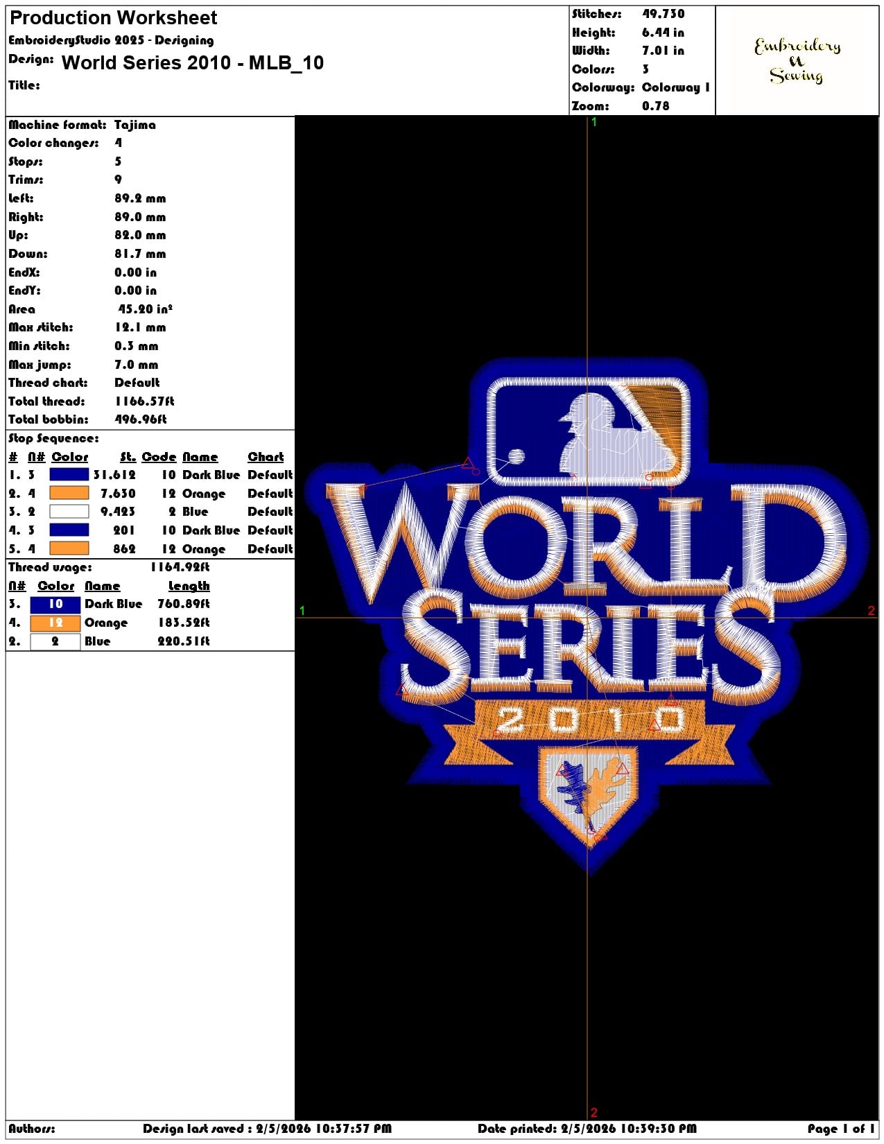 World Series 2010 MLB   - Elegant embroidery design file-instant download — view 3