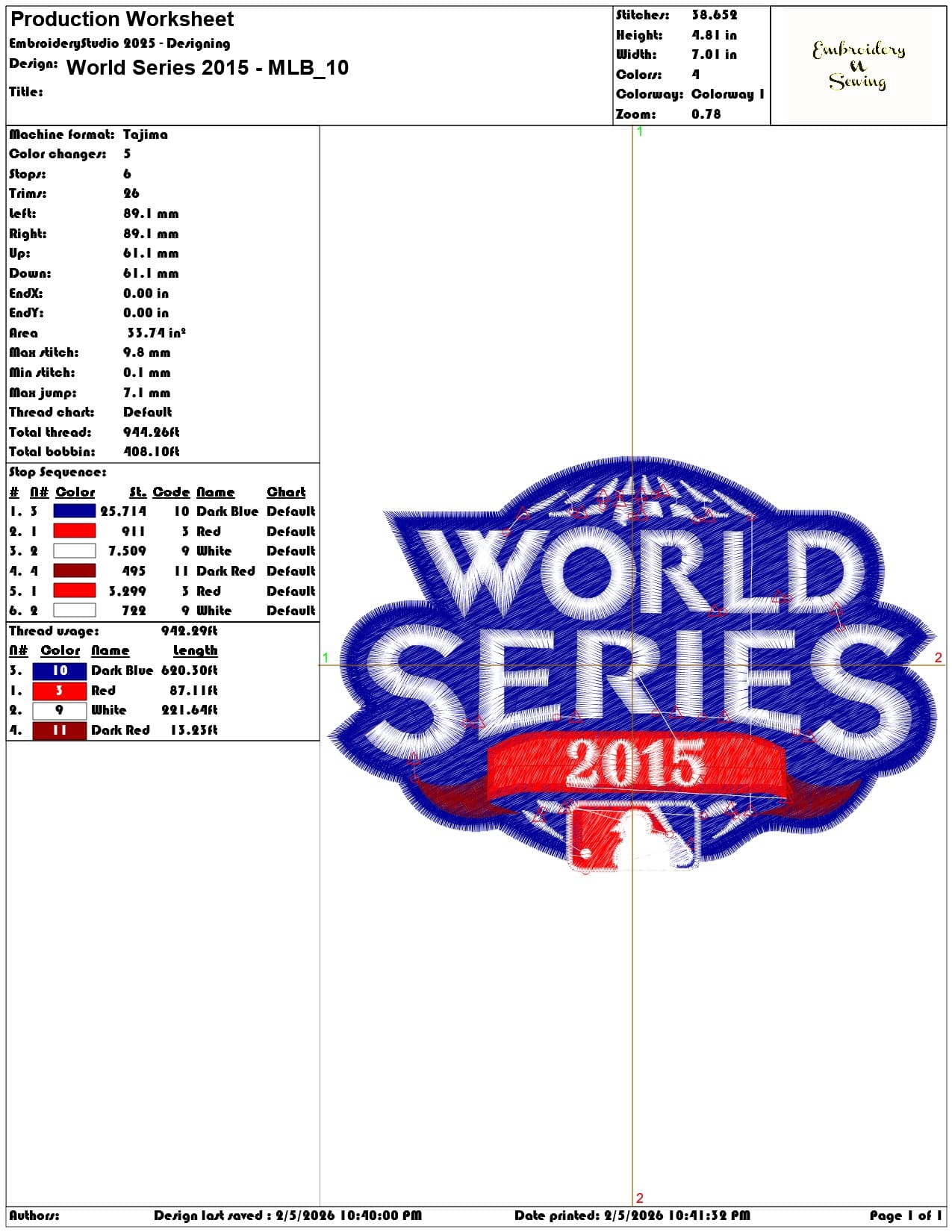 World Series 2015 MLB   - Elegant embroidery design file-instant download — view 3