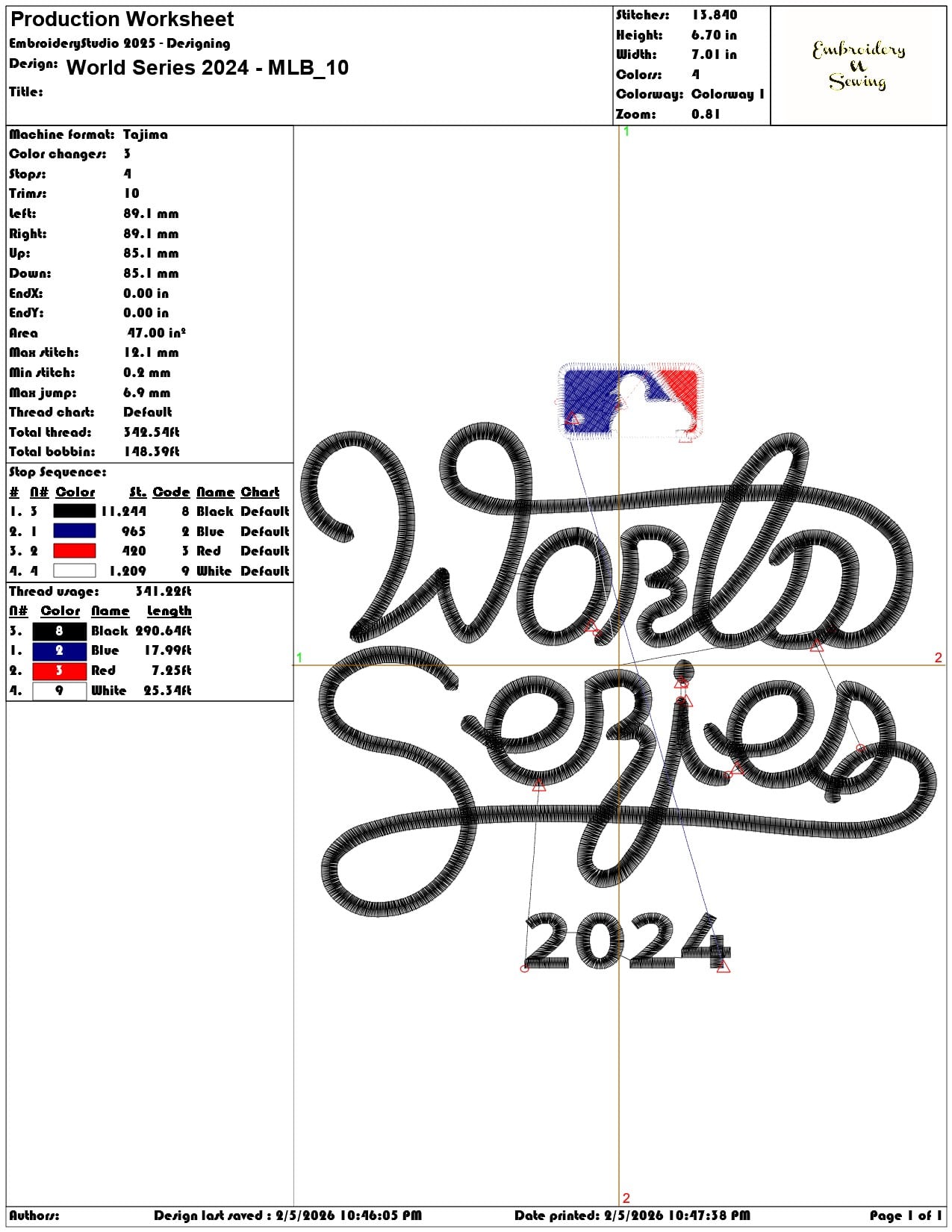 World Series 2024 MLB   - Elegant embroidery design file-instant download — view 3