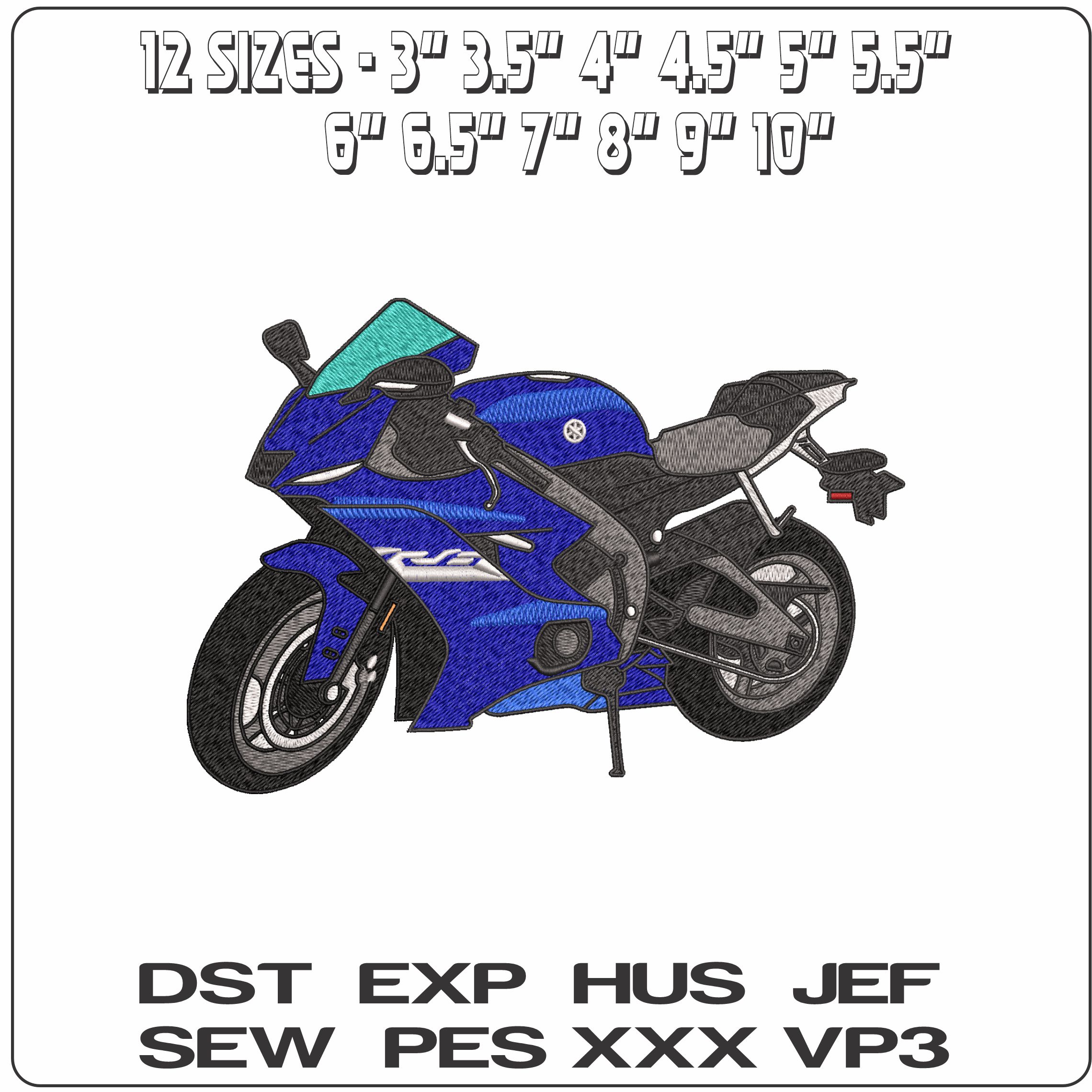 Yahama R6 Motorbike   - Elegant embroidery design file-instant download — view 2
