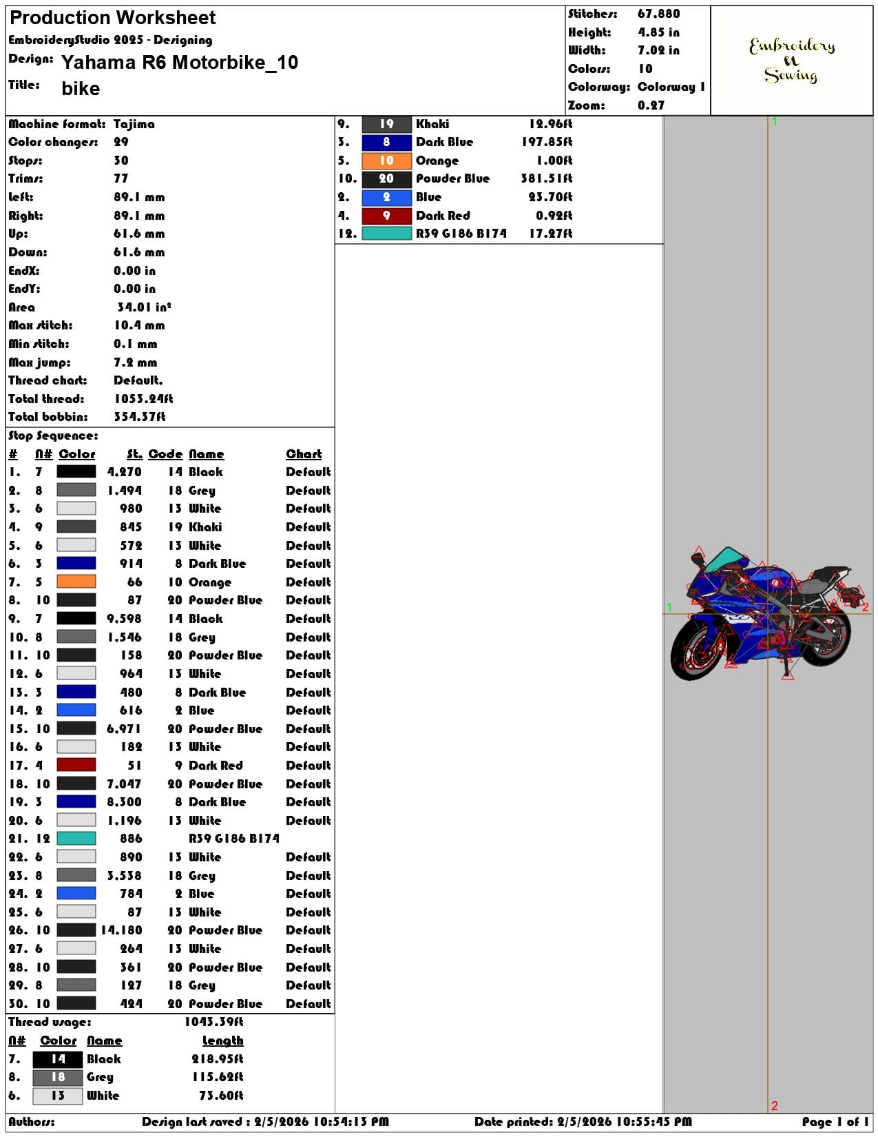Yahama R6 Motorbike   - Elegant embroidery design file-instant download — view 3