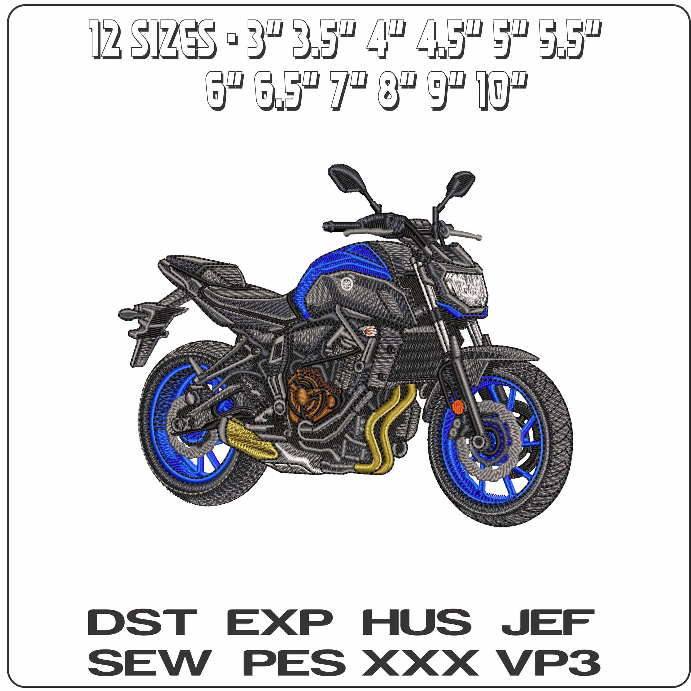 Yamaha MT 07 Motobike   - Elegant embroidery design file-instant download — view 2