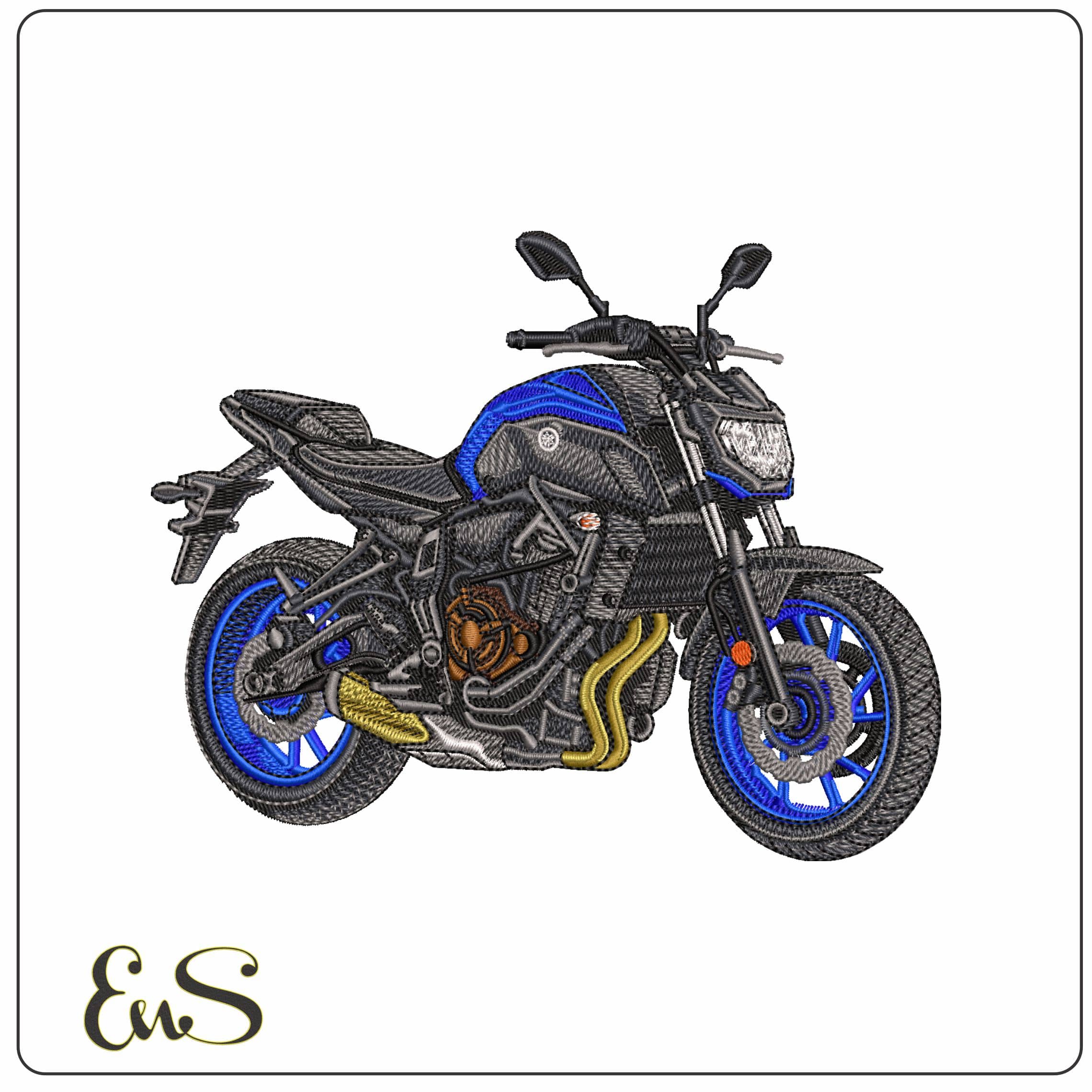 Yamaha MT 07 Motobike   - Elegant embroidery design file-instant download