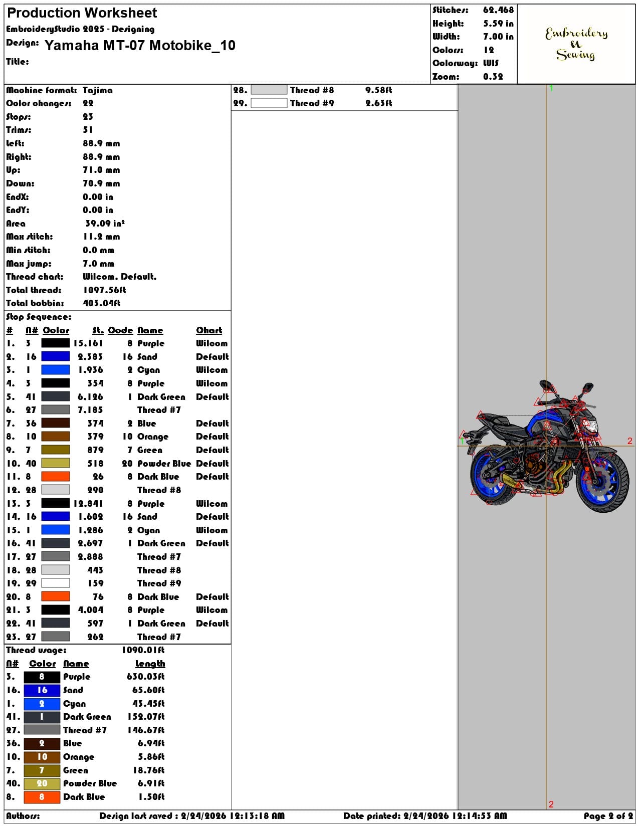 Yamaha MT 07 Motobike   - Elegant embroidery design file-instant download — view 3
