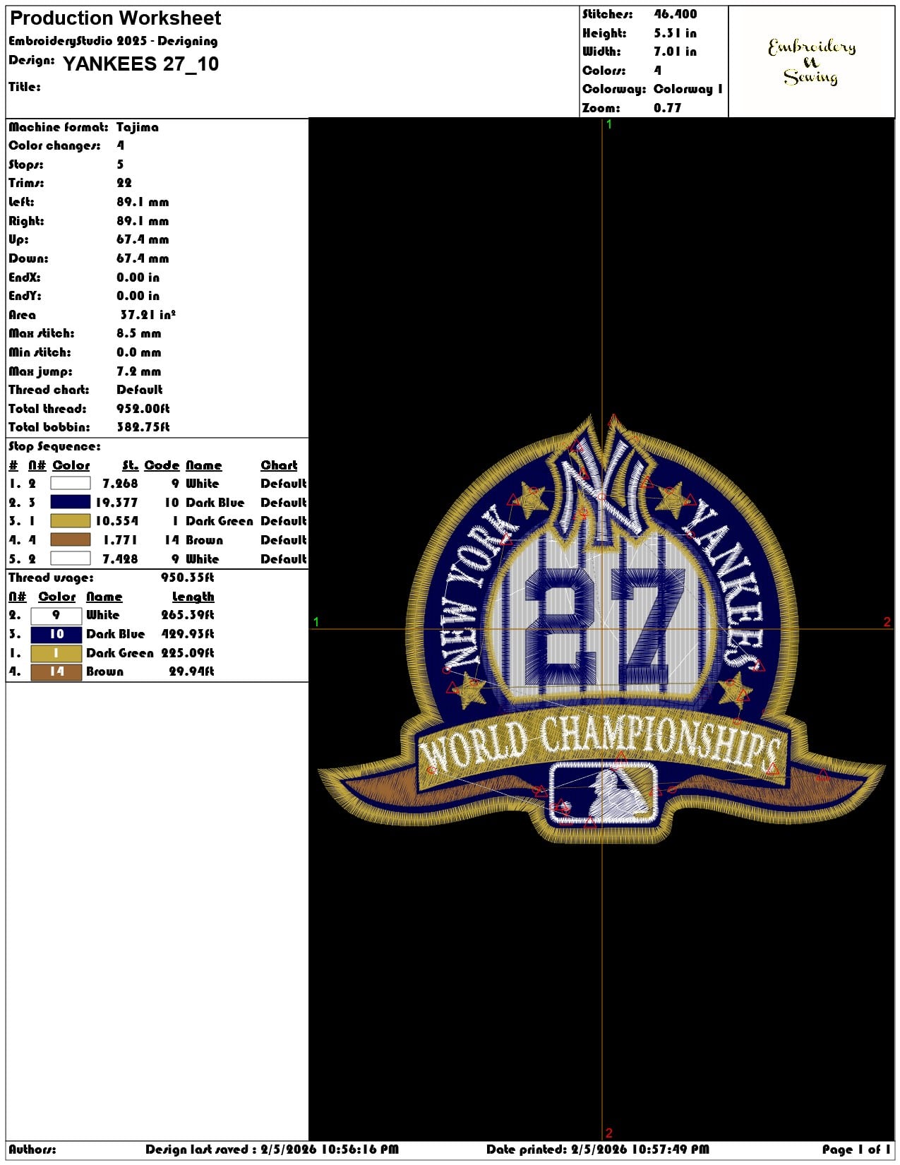 YANKEES 27   - Elegant embroidery design file-instant download — view 3
