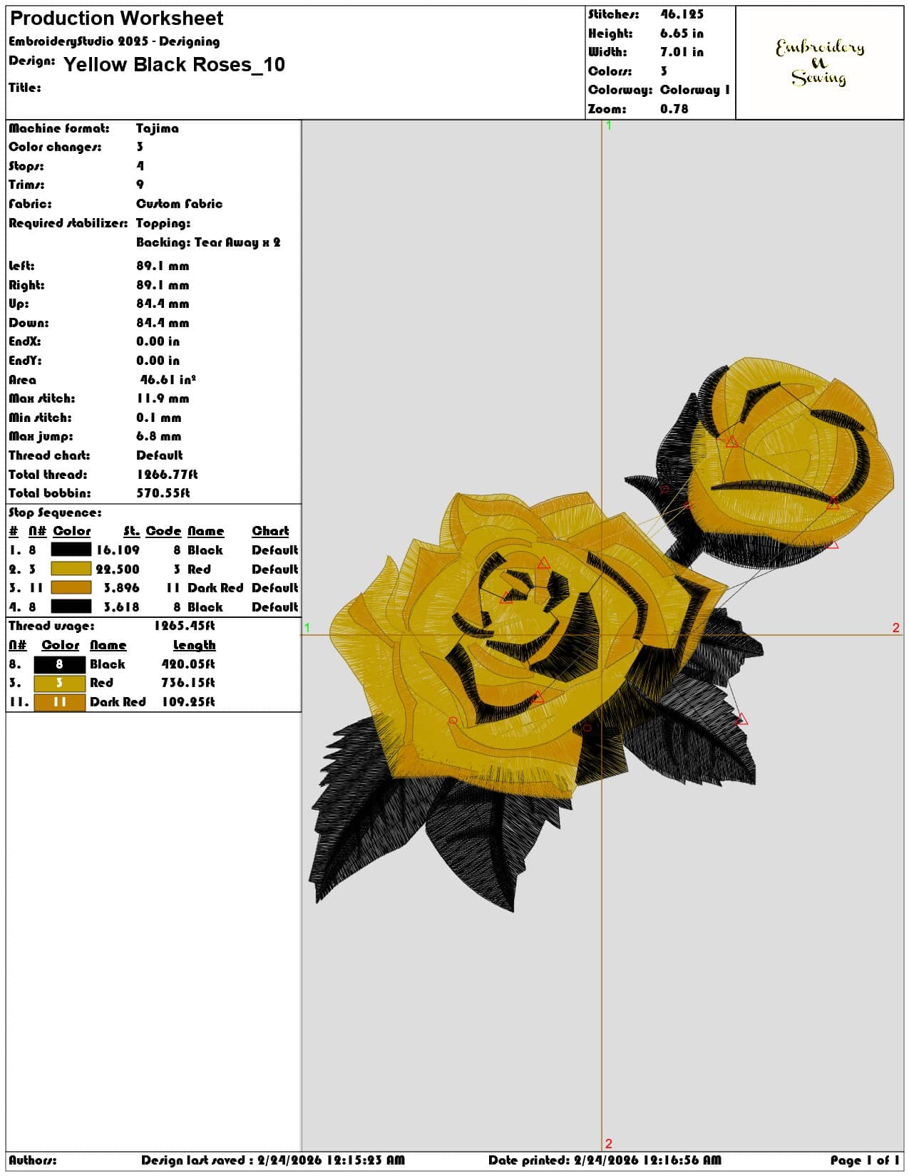 Yellow Black Roses   - Elegant embroidery design file-instant download — view 3