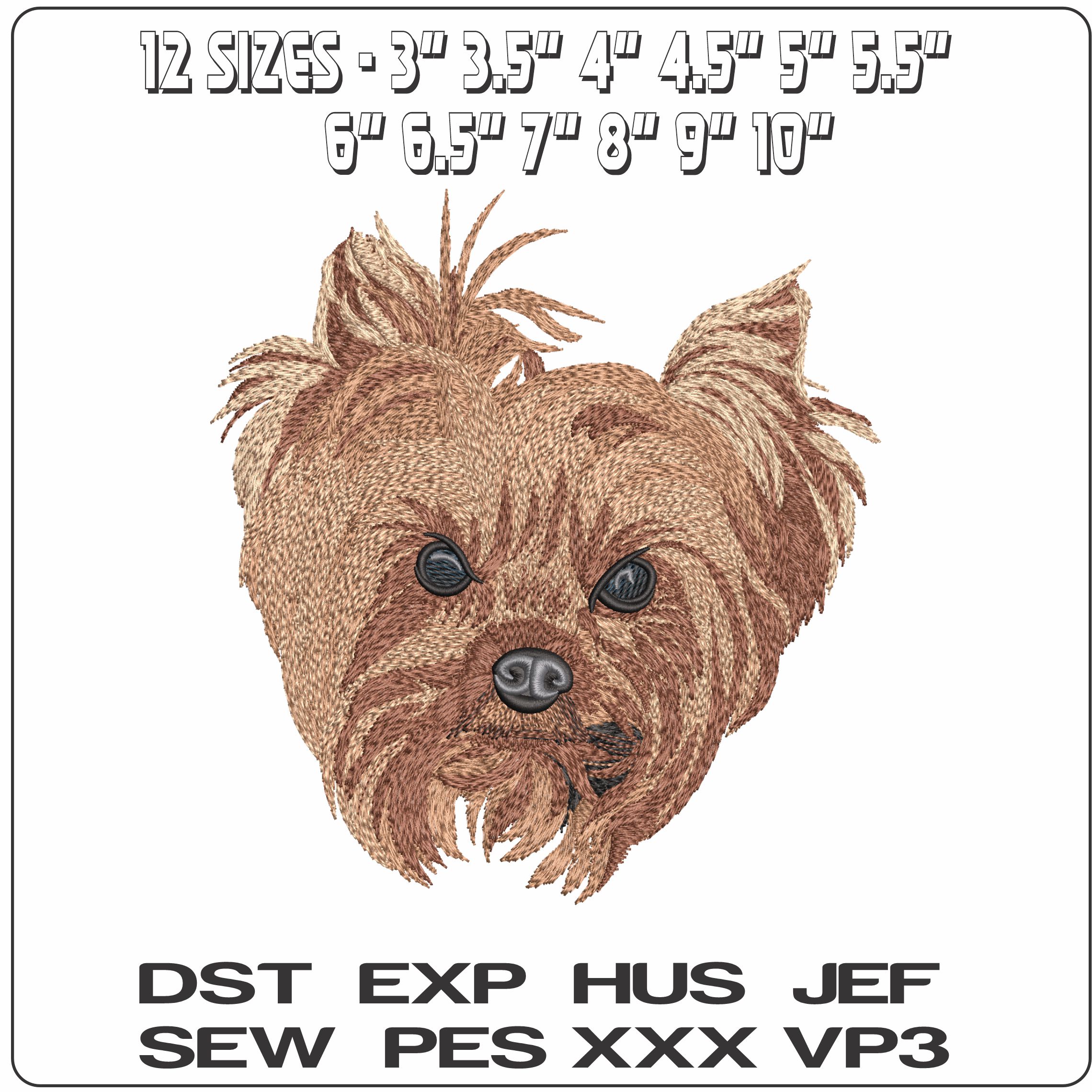 Yorkshire Terrier Face   - Elegant embroidery design file-instant download — view 2
