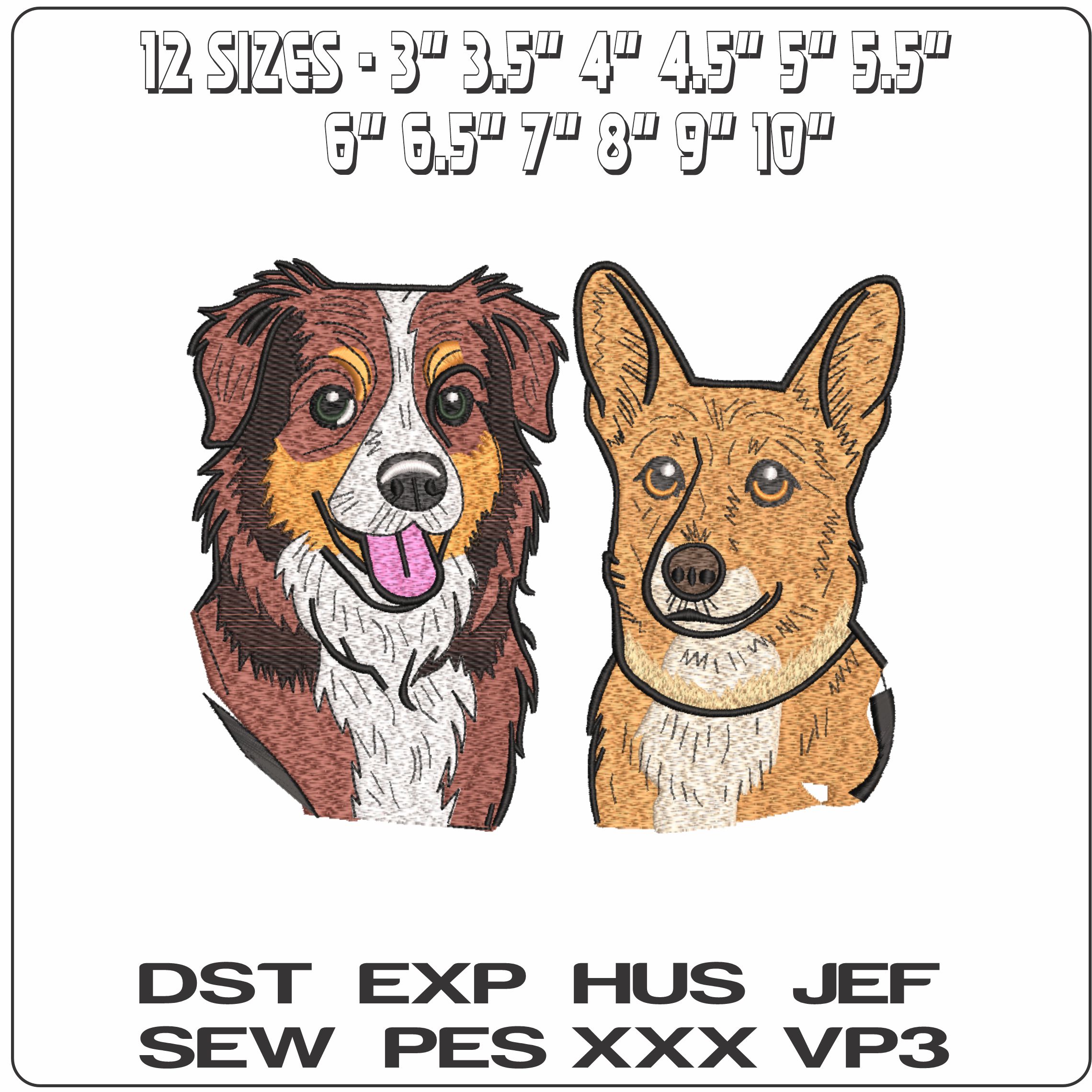 2 Cute dogs Faces   - Elegant embroidery design file-instant download — view 2
