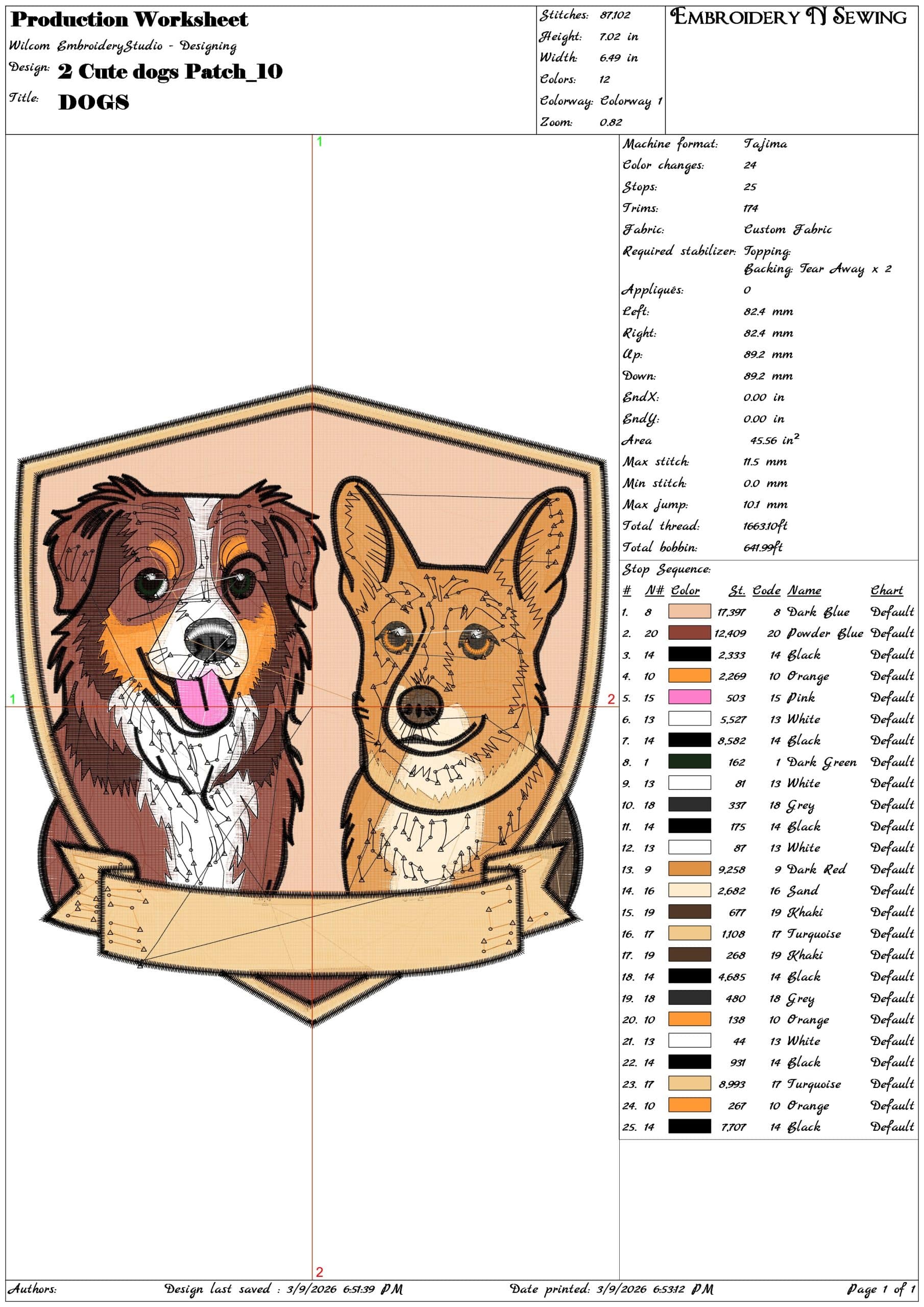 2 Cute dogs Patch   - Elegant embroidery design file-instant download — view 3