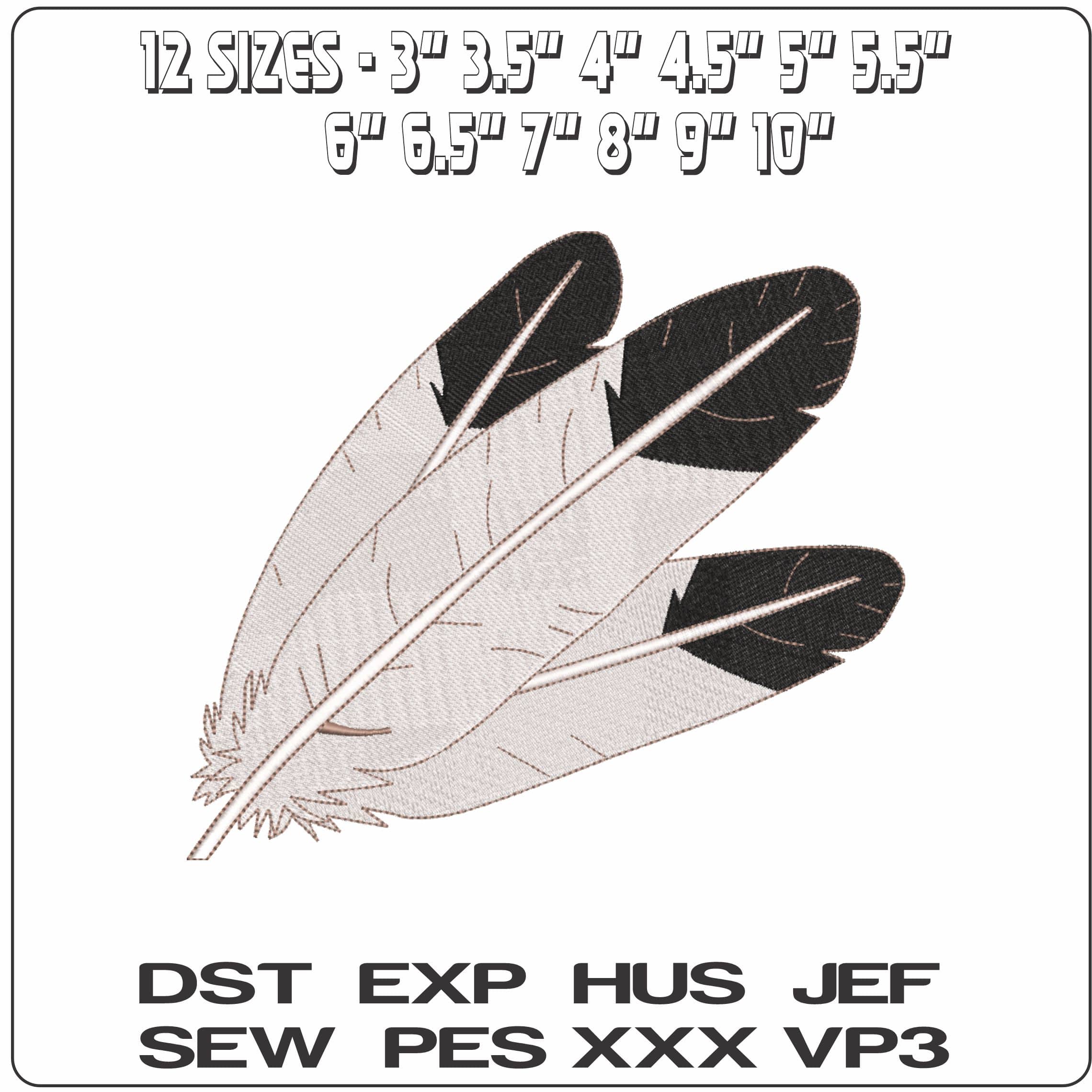3 Feathers   - Elegant embroidery design file-instant download — view 2