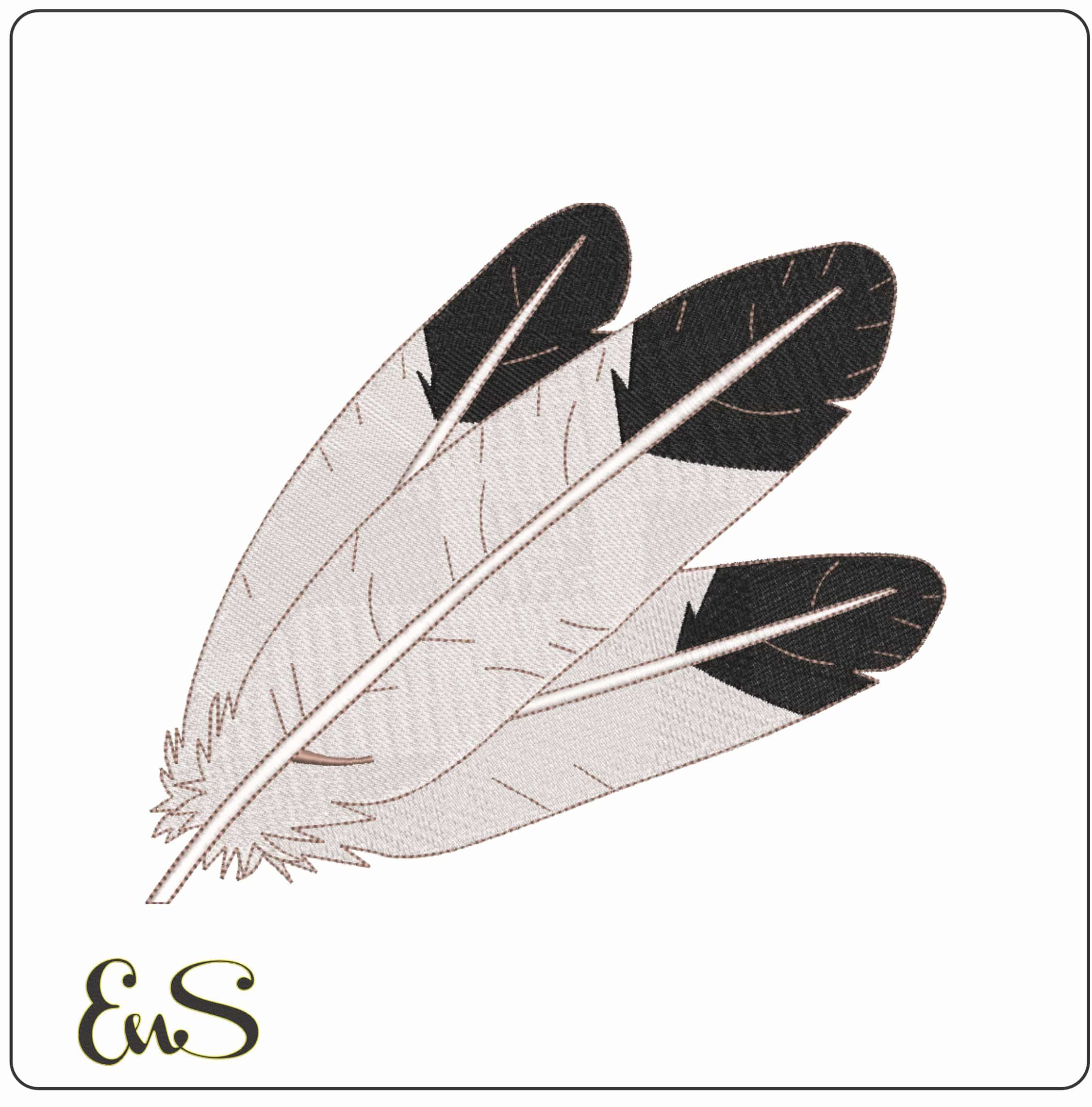 3 Feathers   - Elegant embroidery design file-instant download