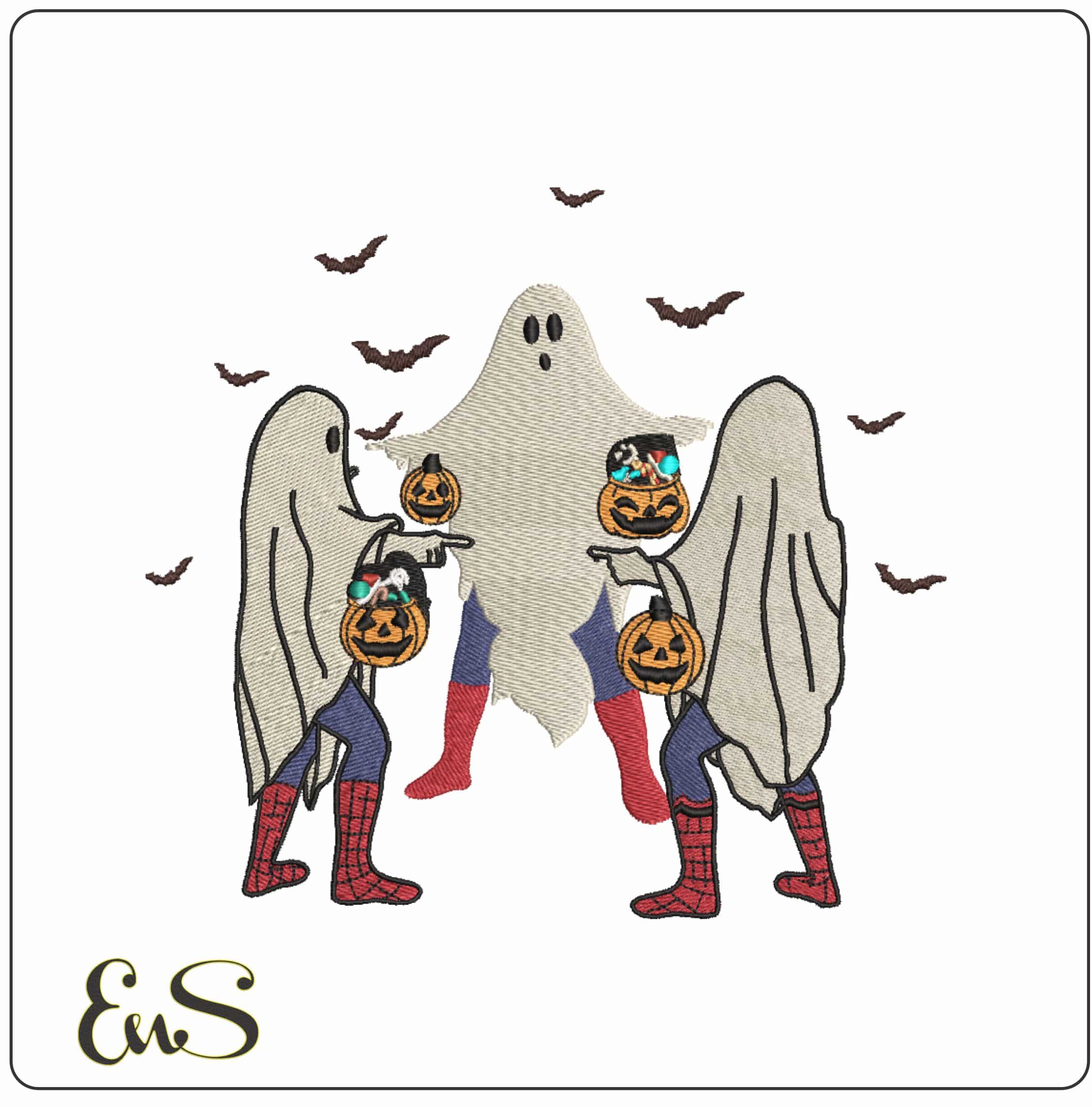 3 Spiderman Ghost Halloween   - Elegant embroidery design file-instant download