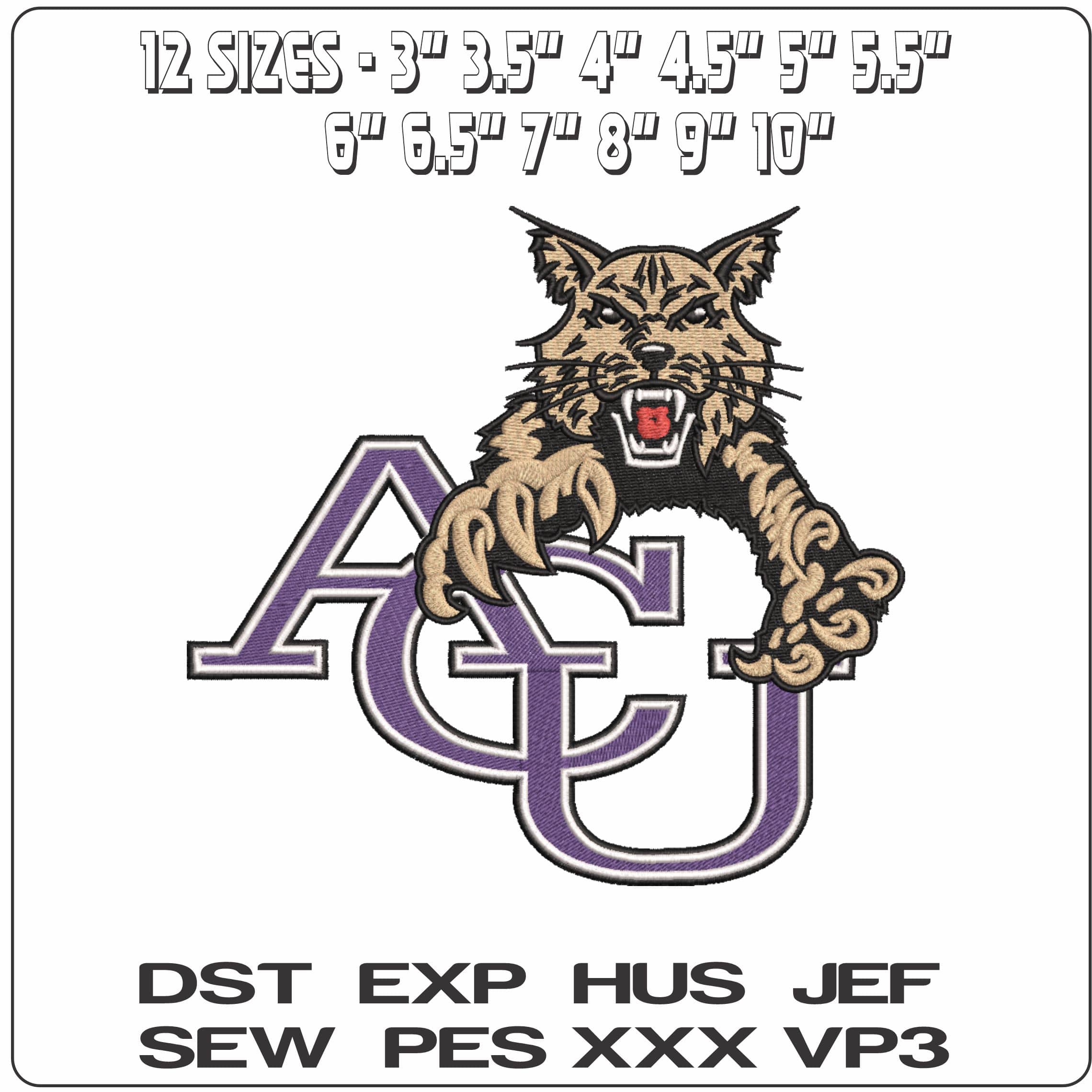 Abilene Christian Wildcats 1997 2012  Christian University College   - Elegant embroidery design file-instant download — view 2