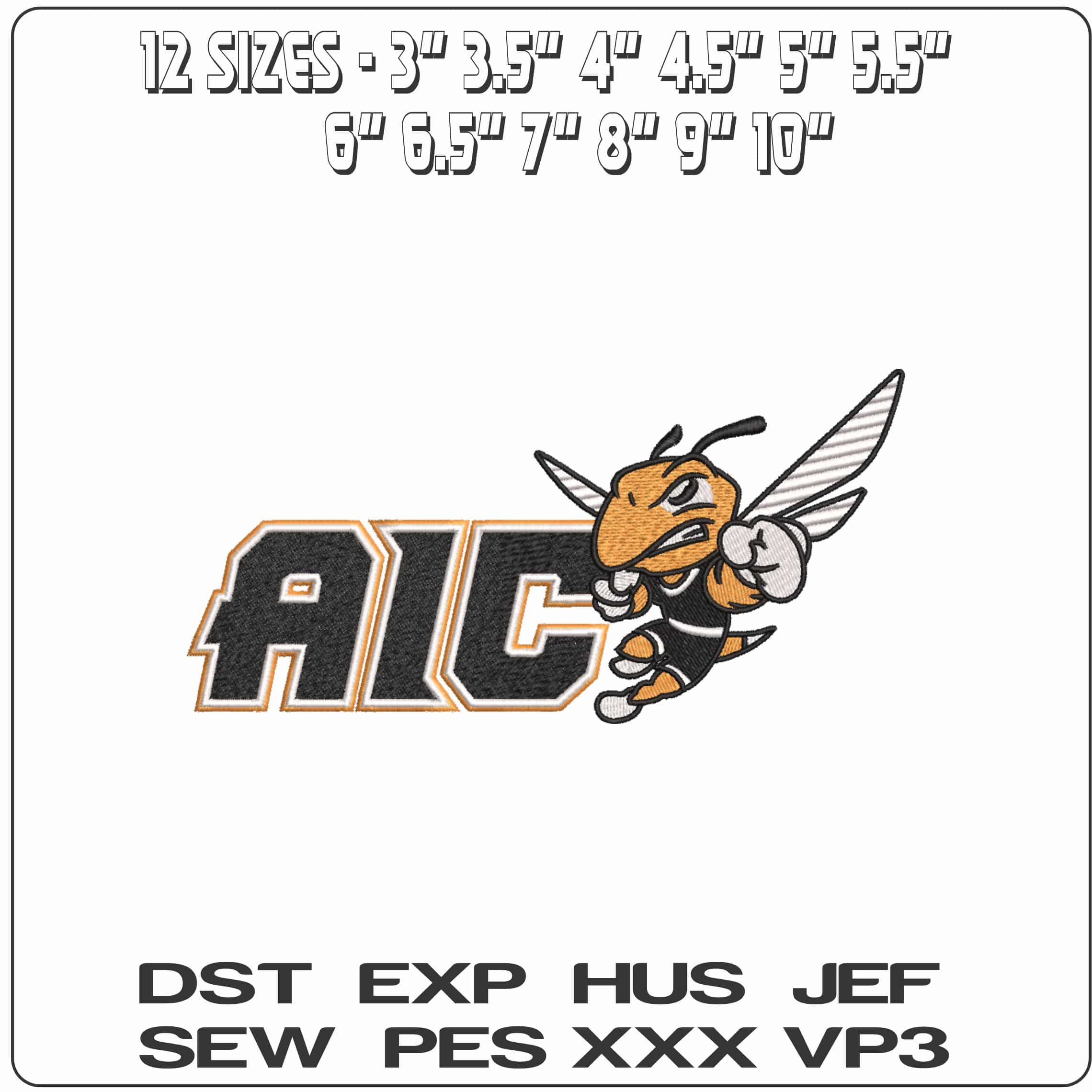 AIC Yellow Jackets Rex 2025 on American International College    - Elegant embroidery design file-instant download — view 2