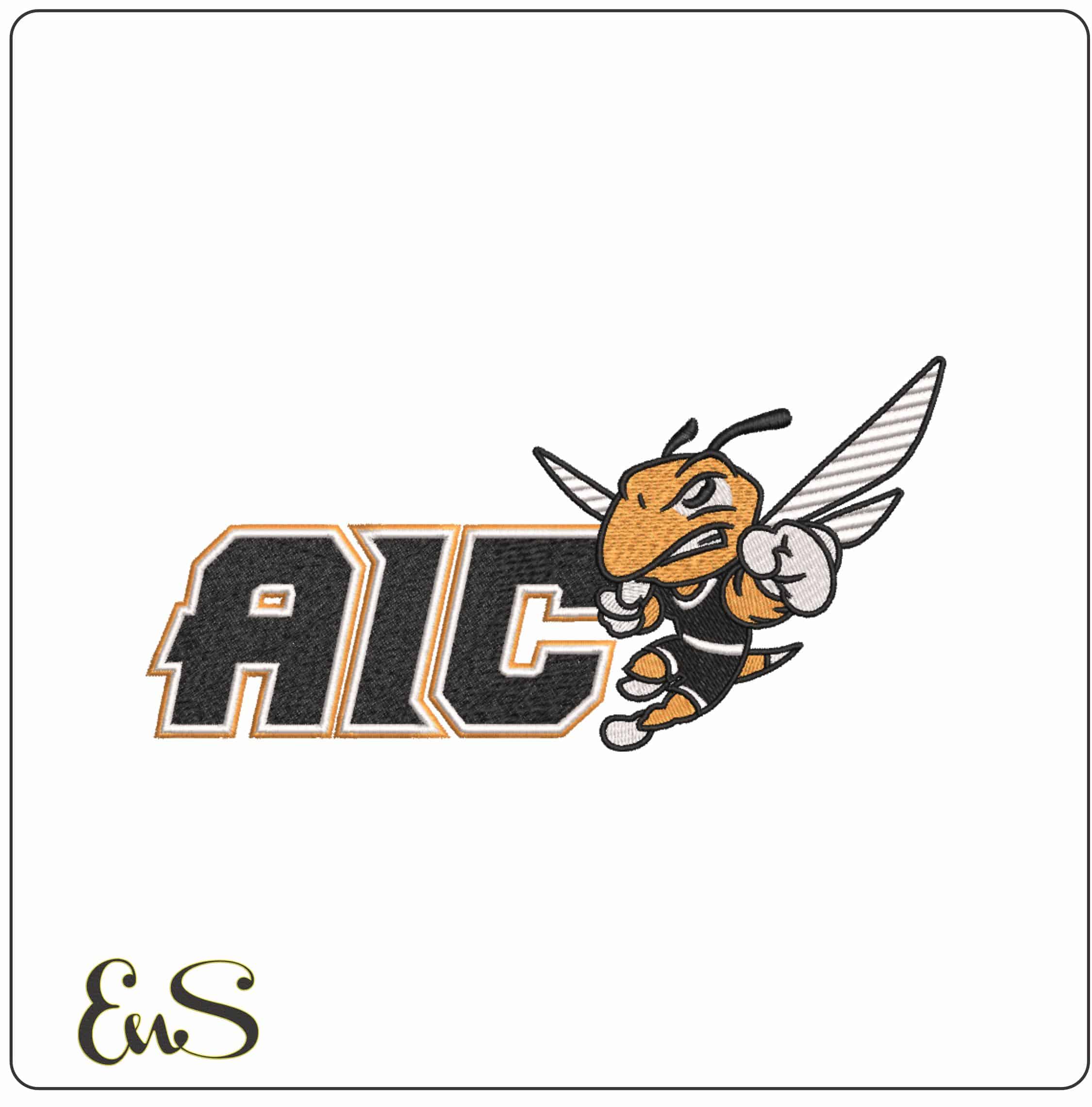 AIC Yellow Jackets Rex 2025 on American International College    - Elegant embroidery design file-instant download
