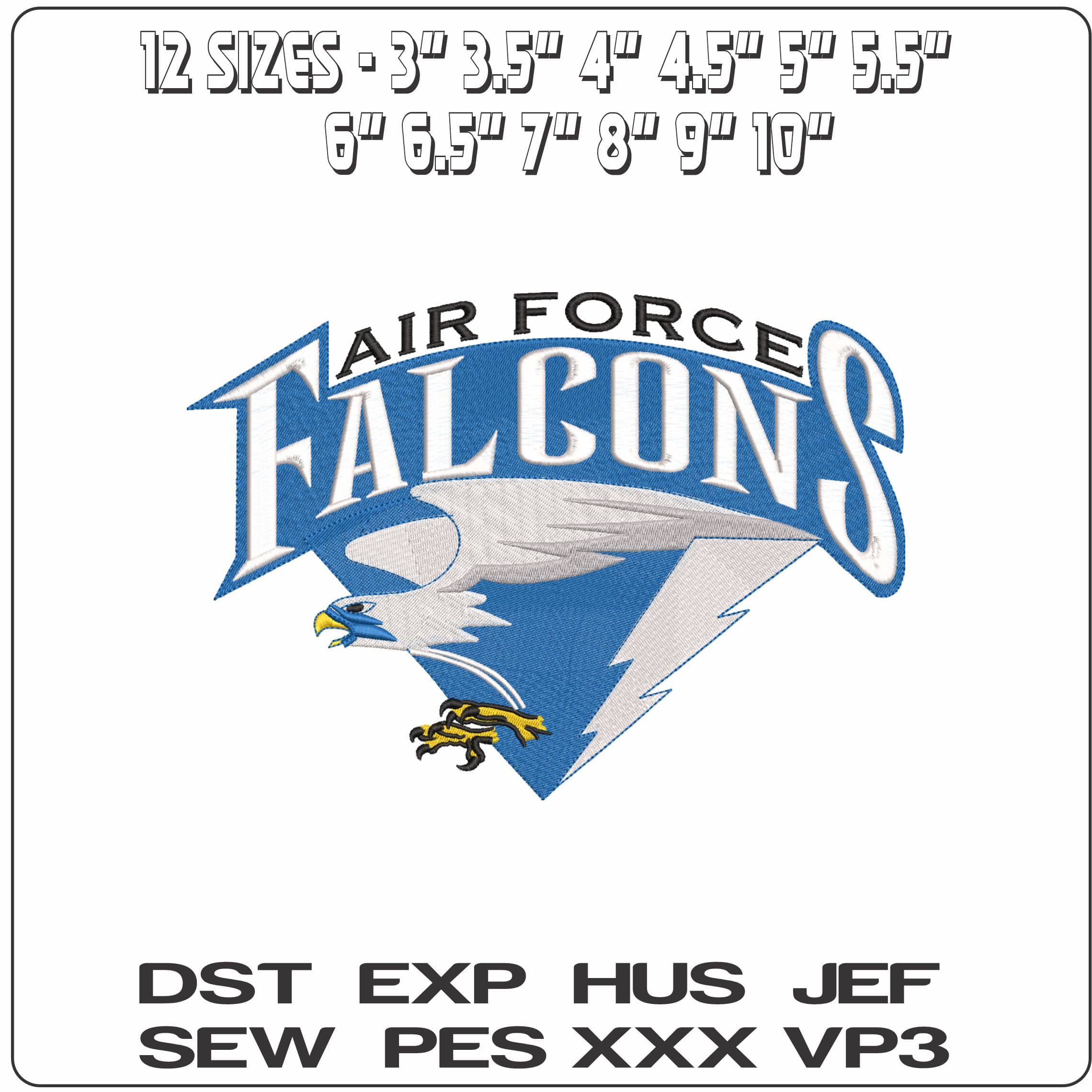 Air Force Falcons 1995 to 2003 Air Force Academy    - Elegant embroidery design file-instant download — view 2