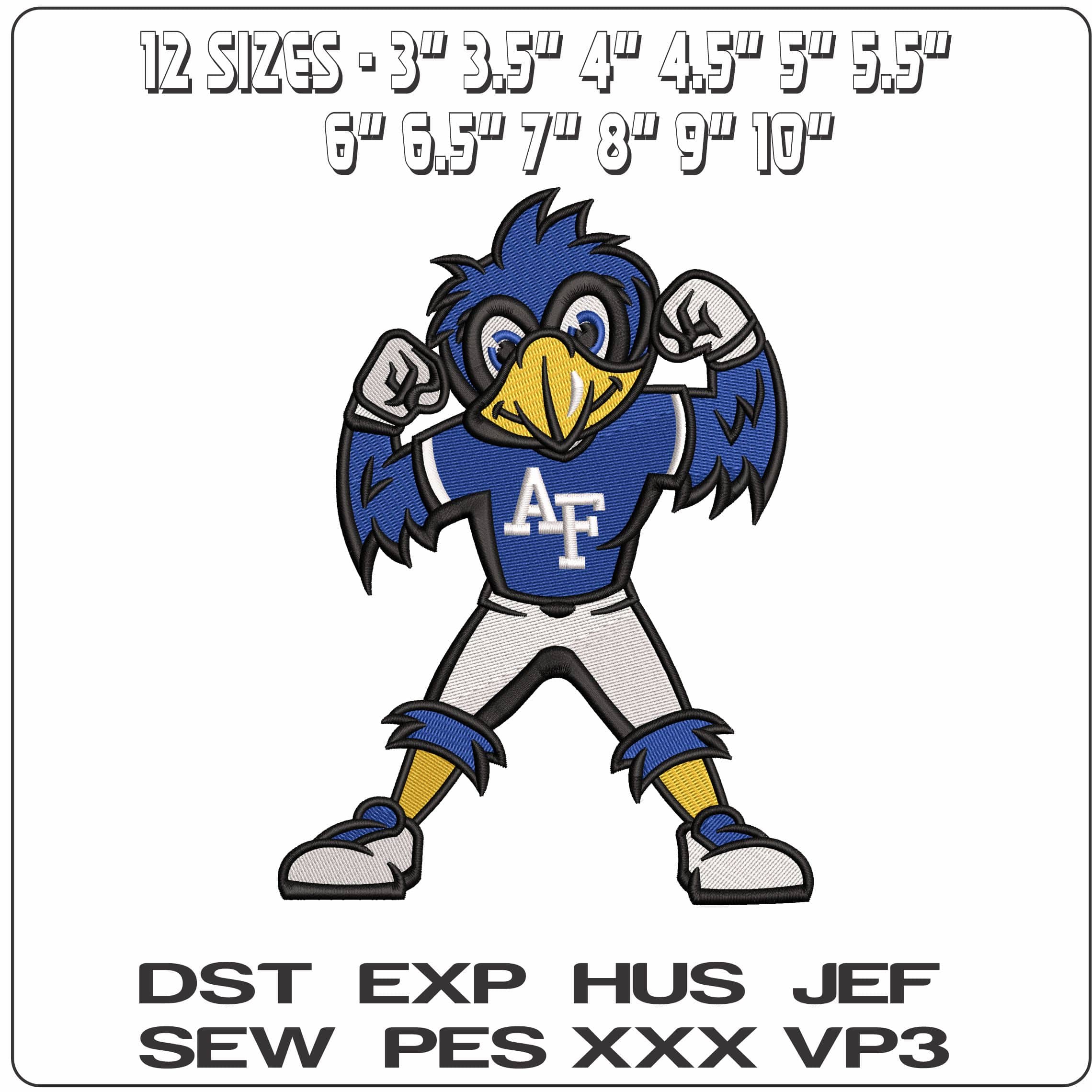 Air Force Falcons Mascot Air Force Academy    - Elegant embroidery design file-instant download — view 2